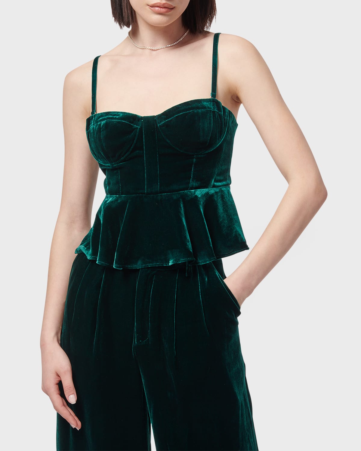 Cami Nyc Colette Cropped Bustier Peplum Top In Deep Sea