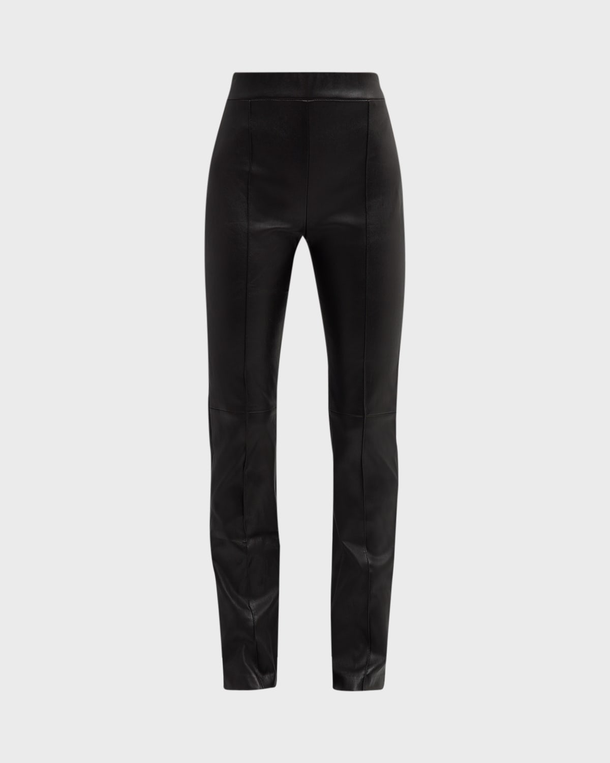 Rosetta Getty Leather Pintuck Straight-leg Pull-on Stovepipe Pants In Black