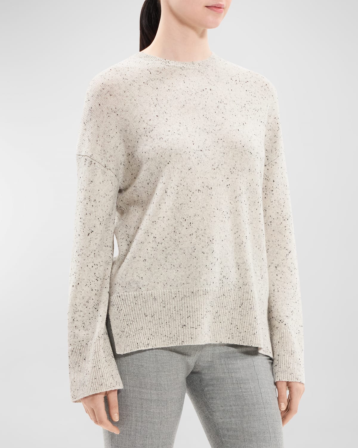 Karenia Wool-Cashmere Drop-Shoulder Donegal Sweater