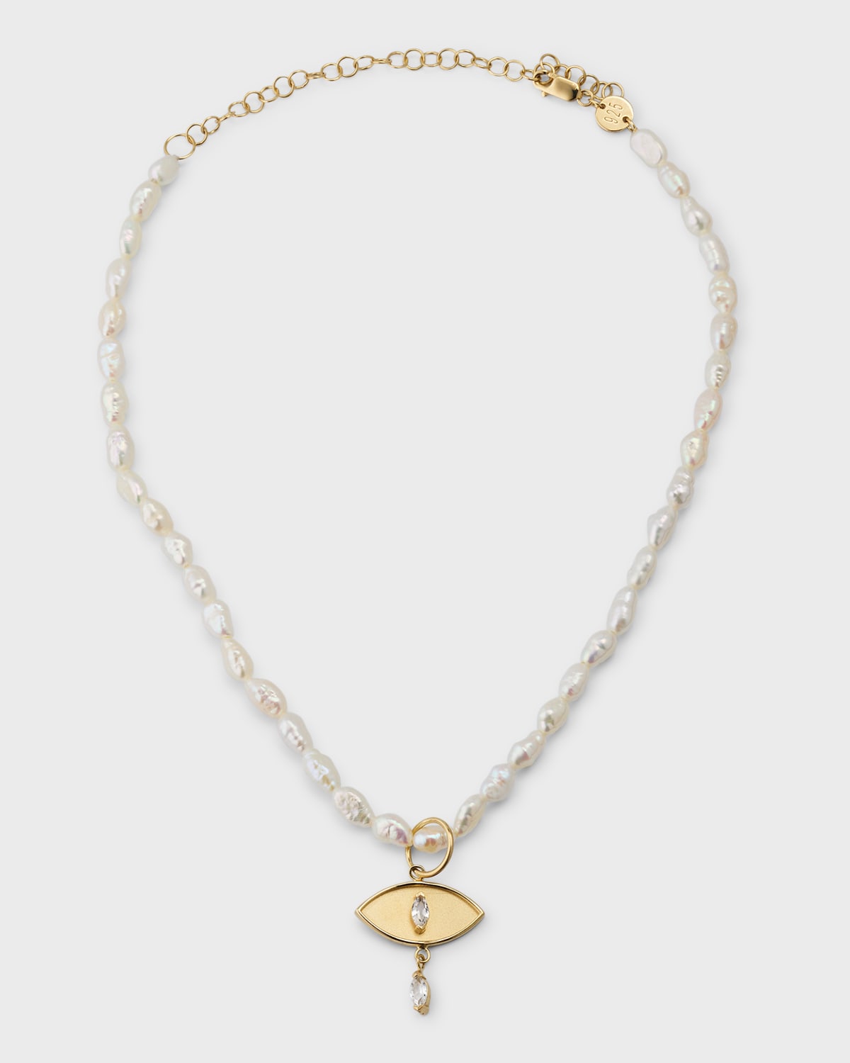 Jennifer Zeuner Lex Pearl Pendant Necklace With Sapphires In Gold