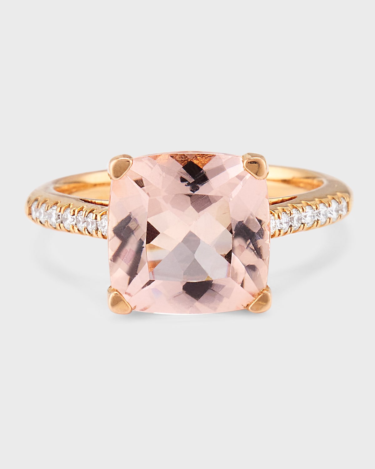 Lisa Nik 18k Rose Gold Cushion Morganite And Diamond Ring