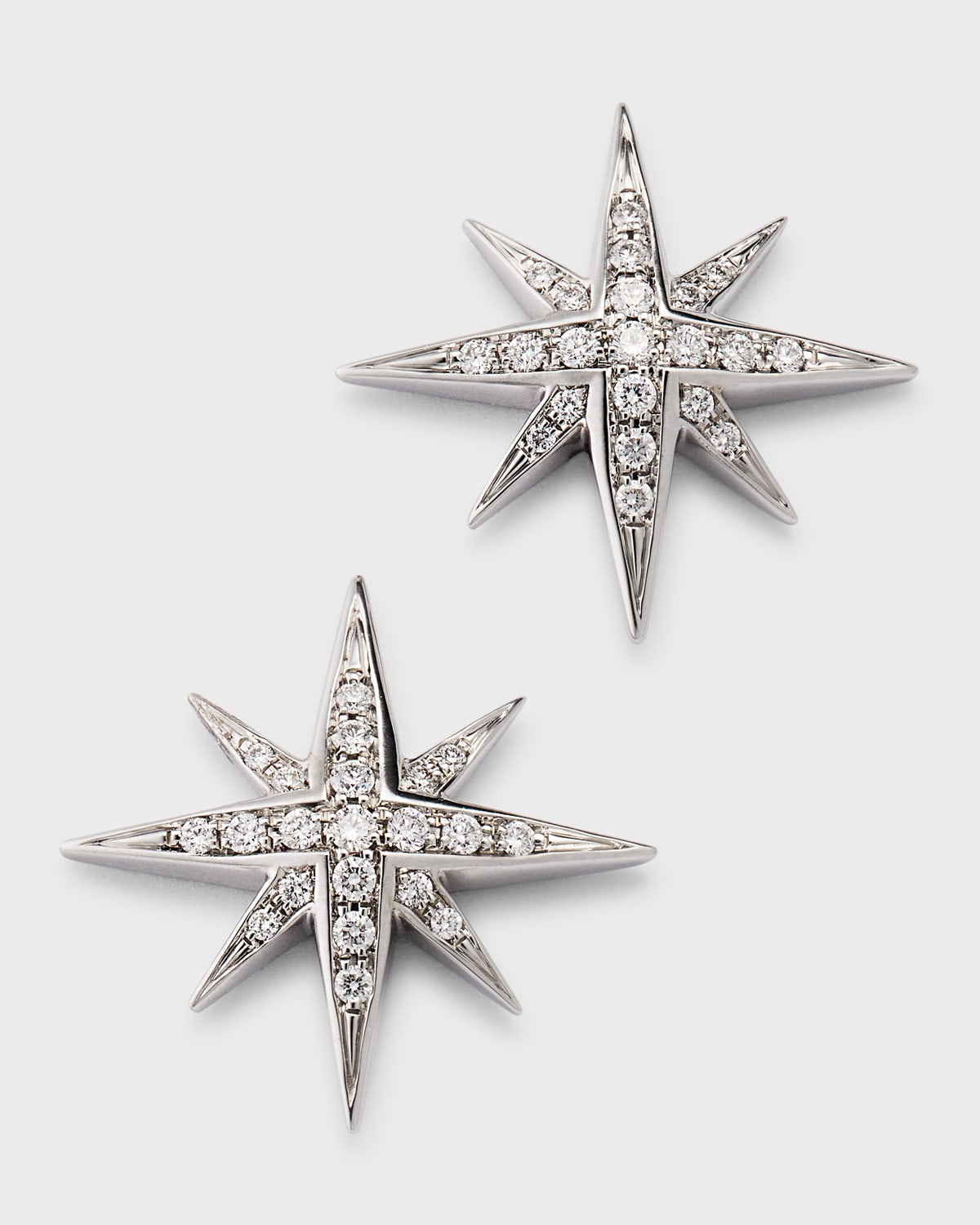 Sparkle 18K White Gold North Star Diamond Stud Earrings