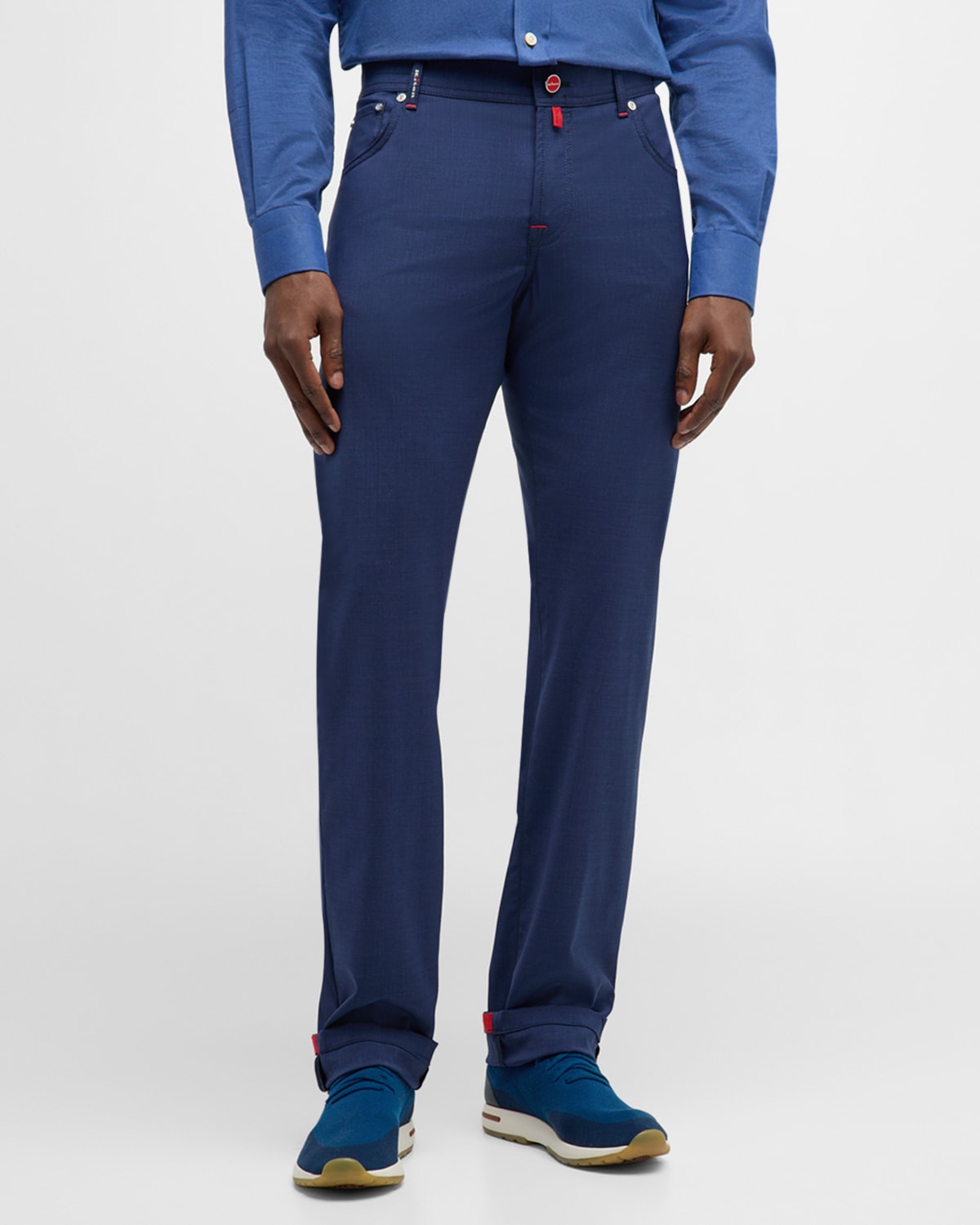Shop Kiton Men's Wool Stretch 5-pocket Pants In Blue