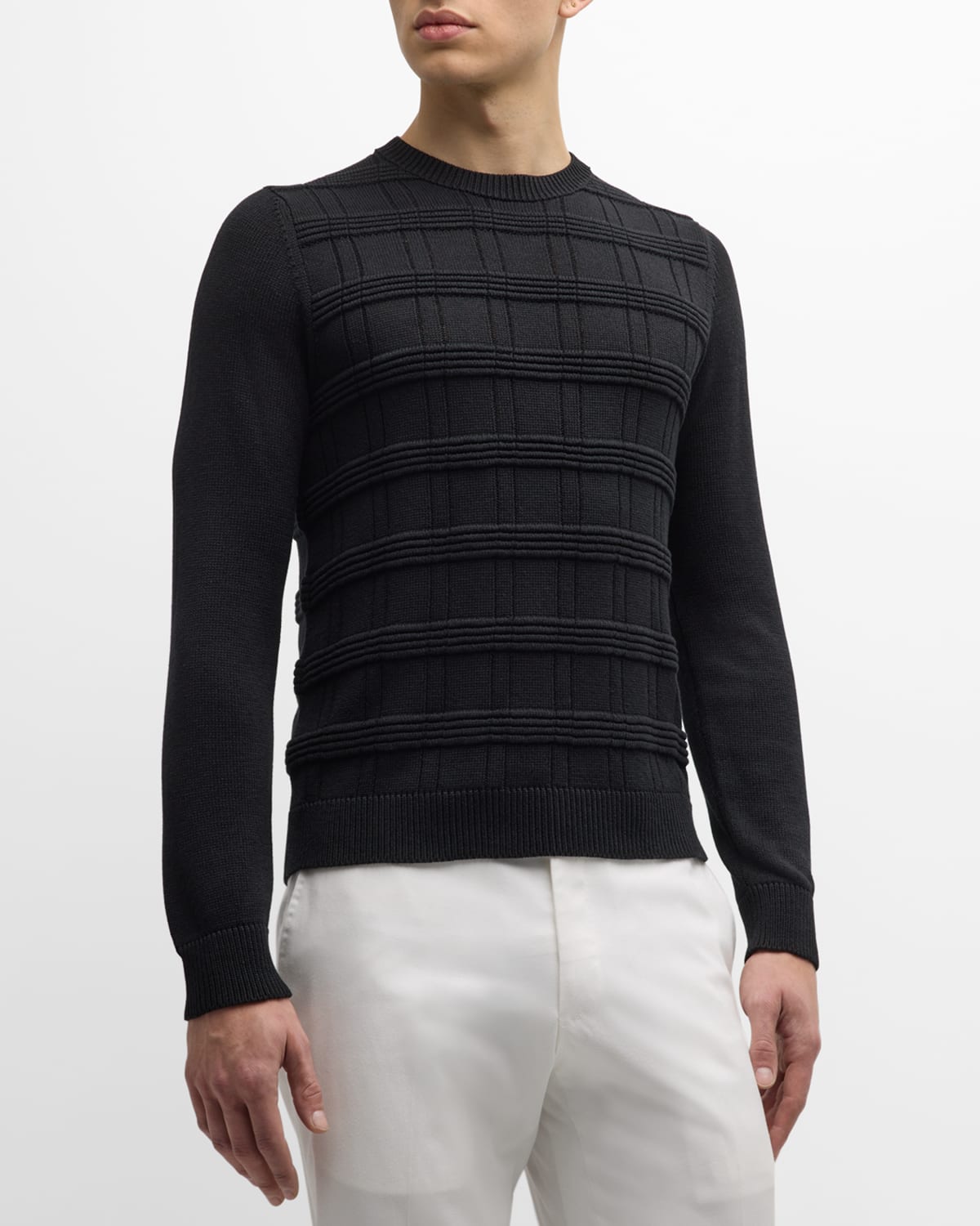 Men's Cotton-Silk Knit Crewneck Sweater