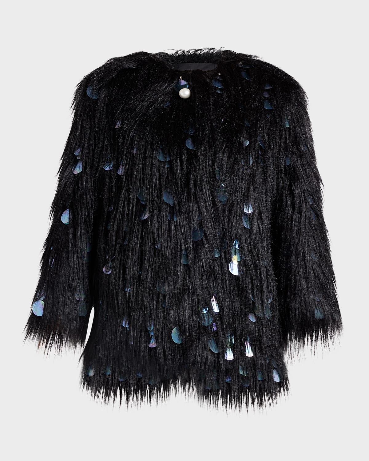 Ross Gold Embellished Faux Fur Jacket