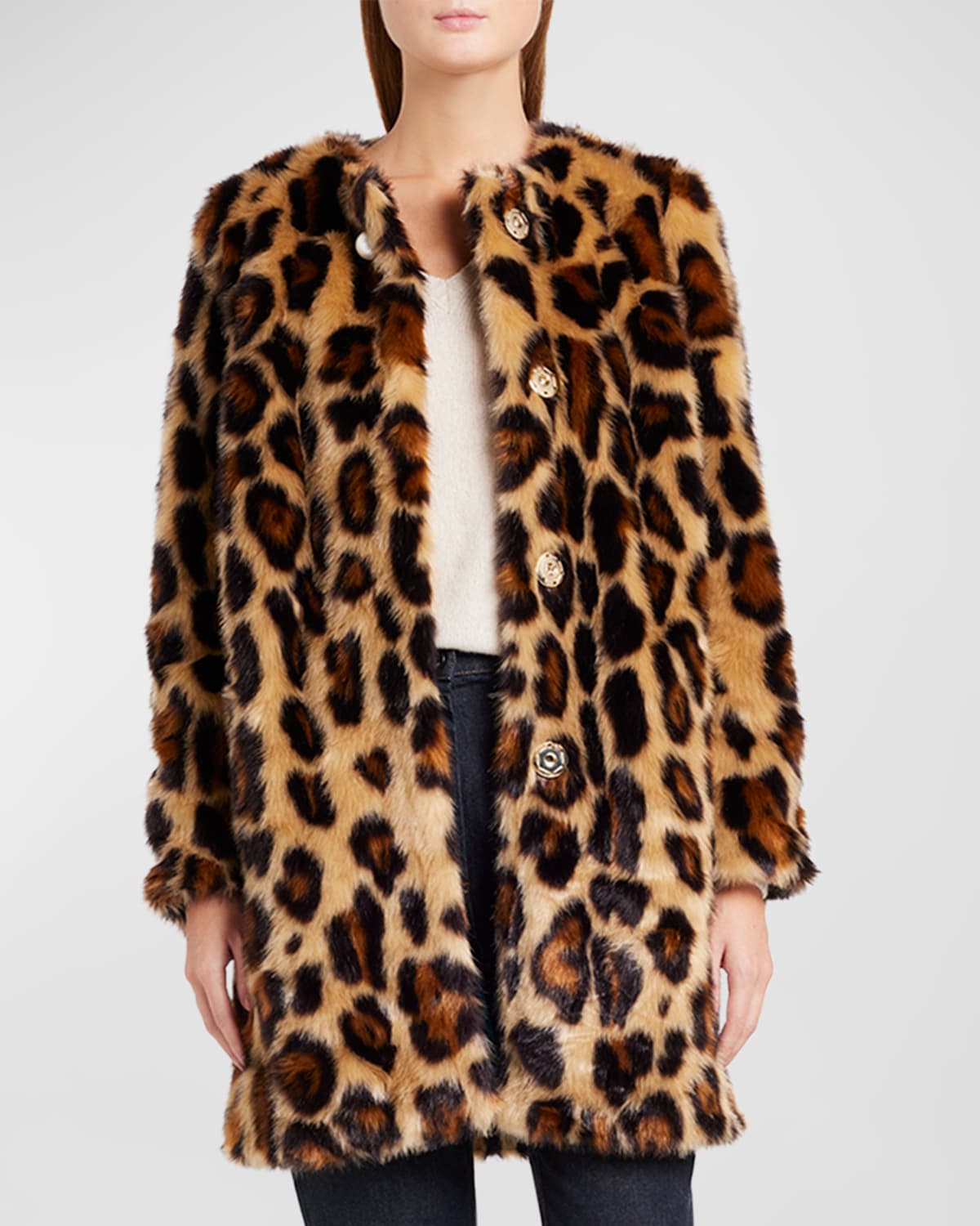 Kate Leopard-Print Faux Fur Coat