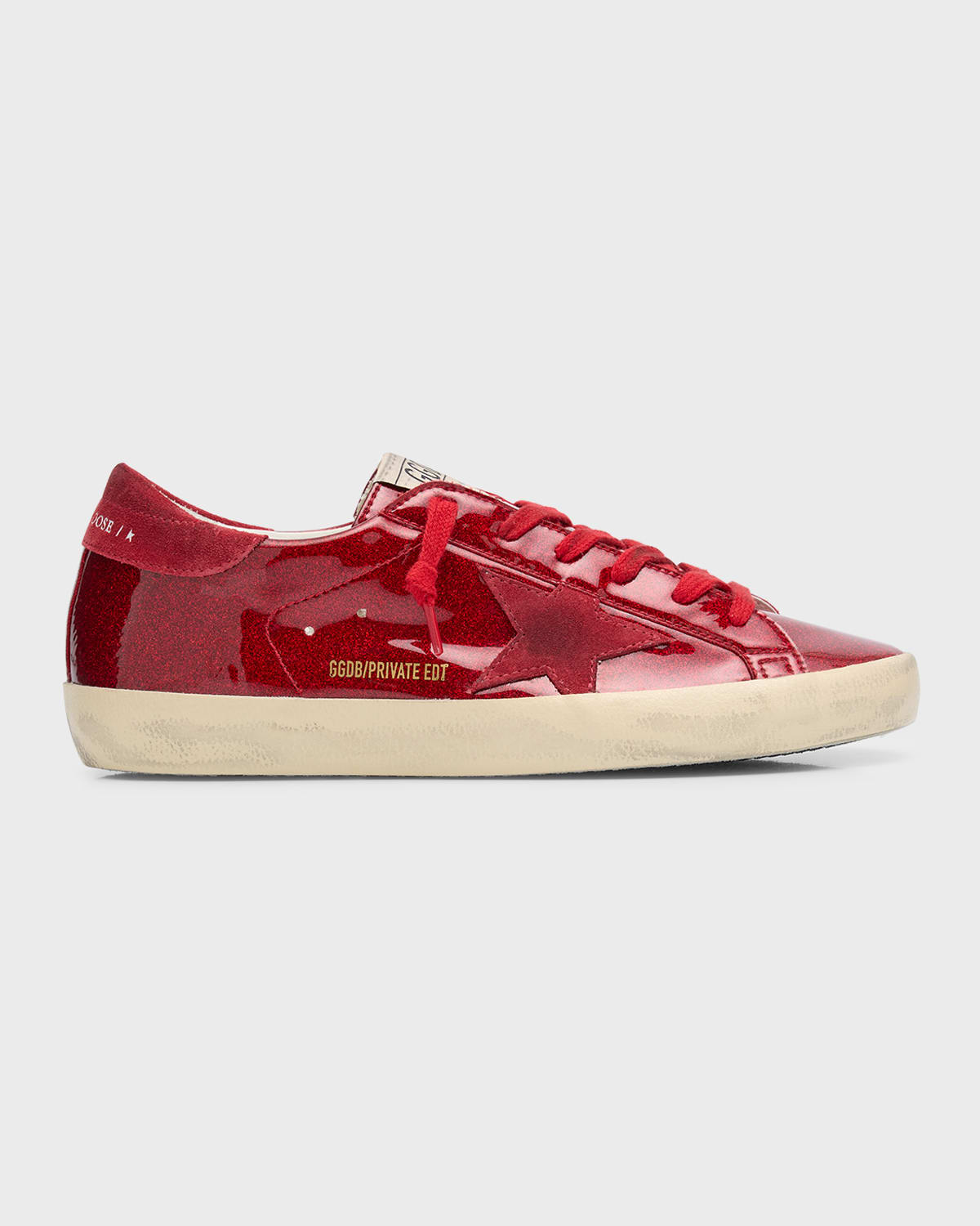 Golden Goose Superstar Shimmer Glitter Low-top Trainers In Red