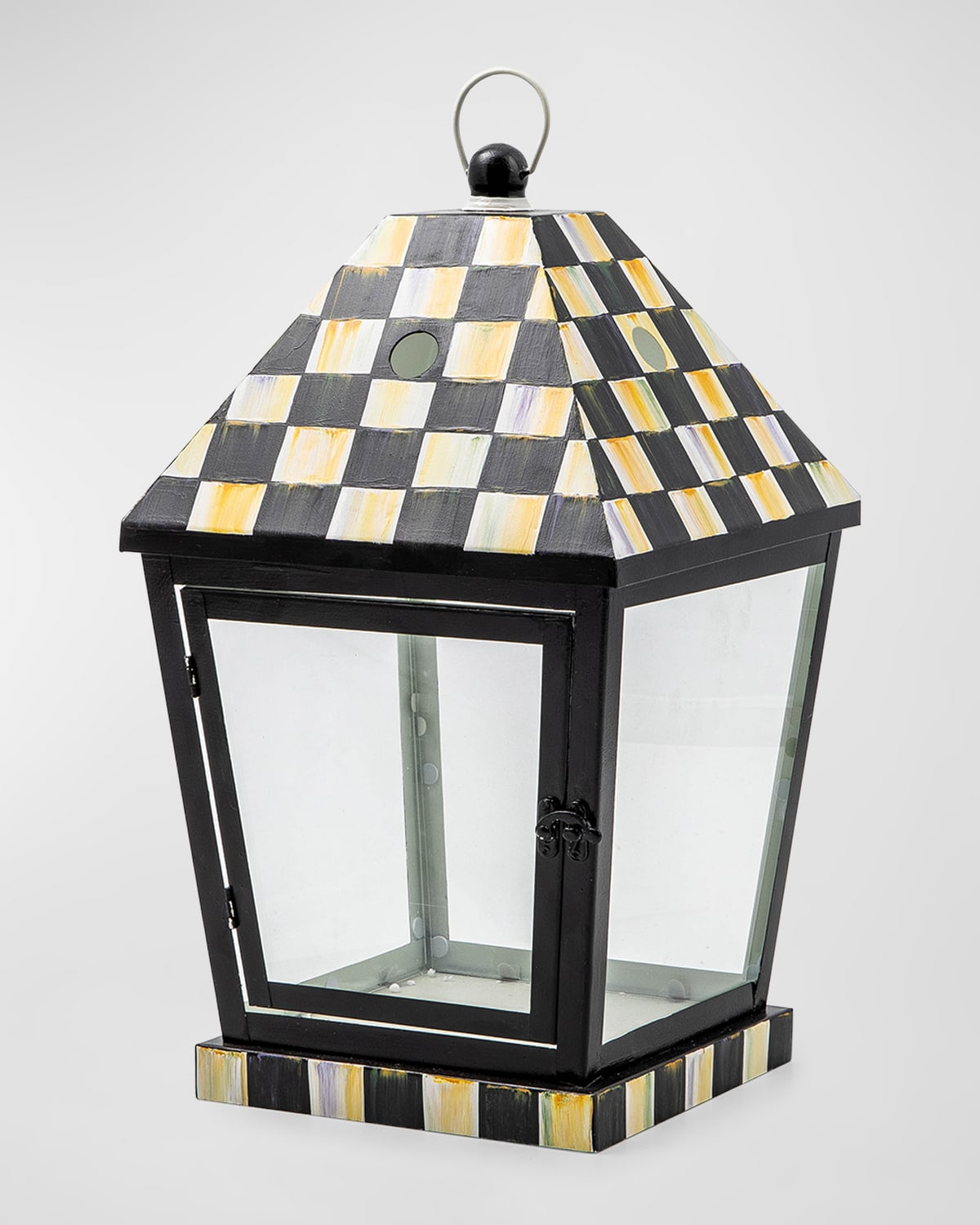 Mackenzie-childs Medium Courtly Check Lantern In Black