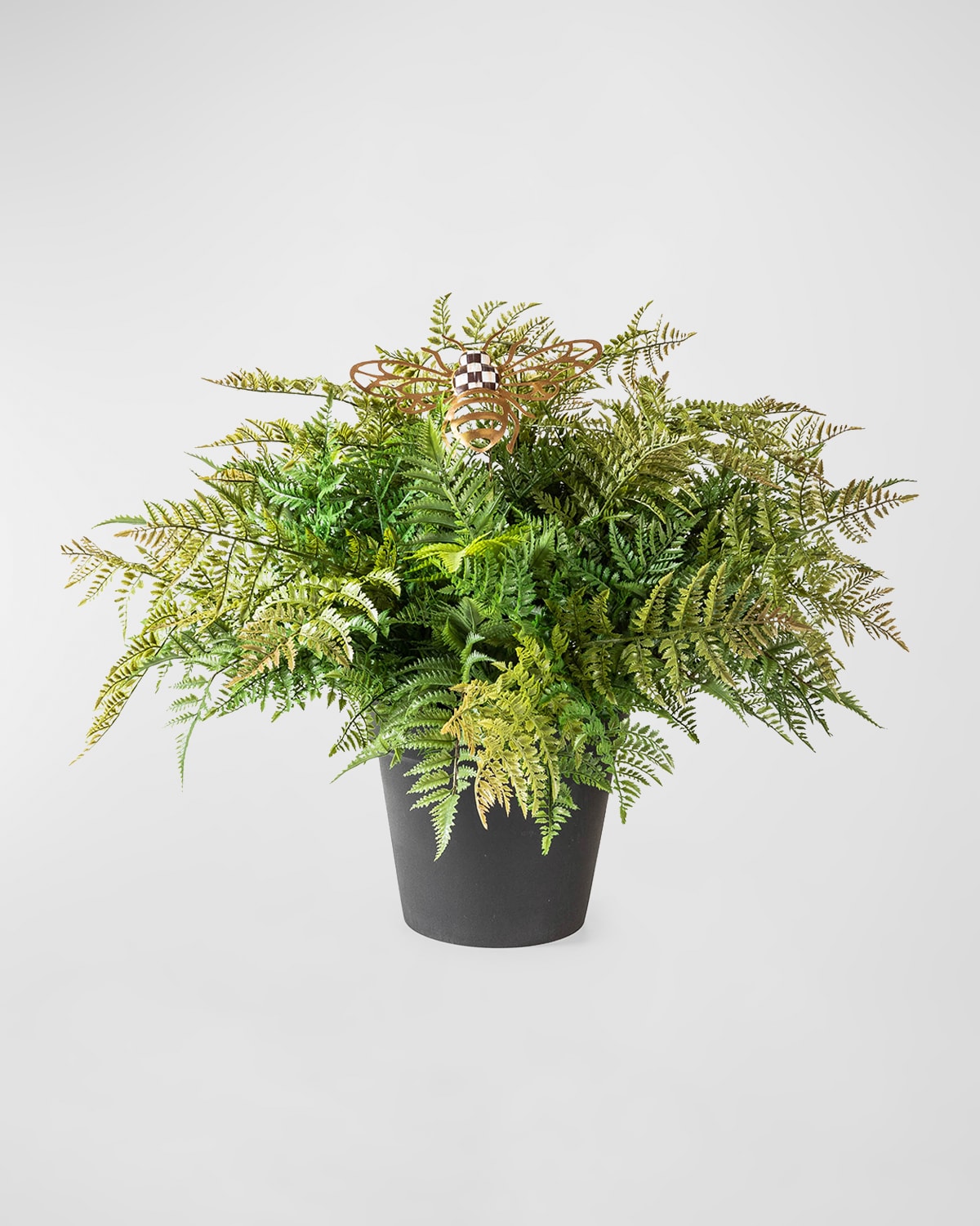 Mackenzie-childs Large Potted Fern With Bee Stake In Gray