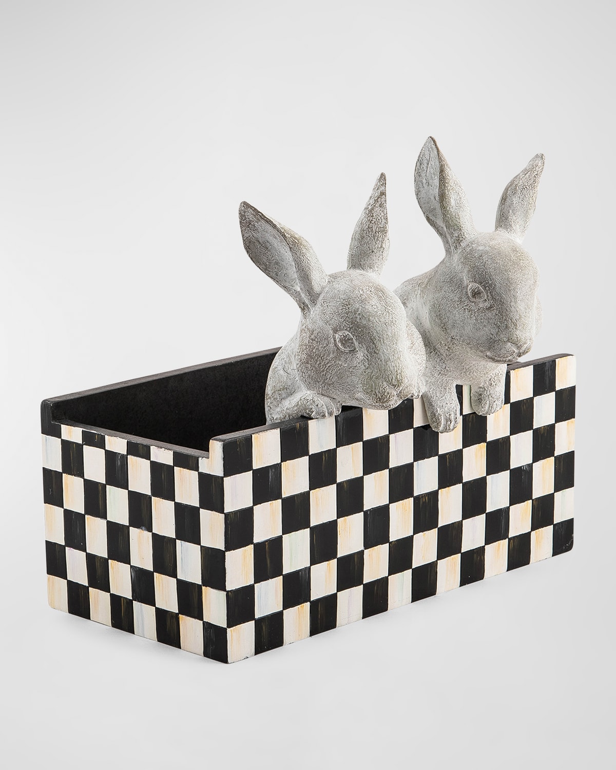 Mackenzie-childs Courtly Check Bunny Planter In Black