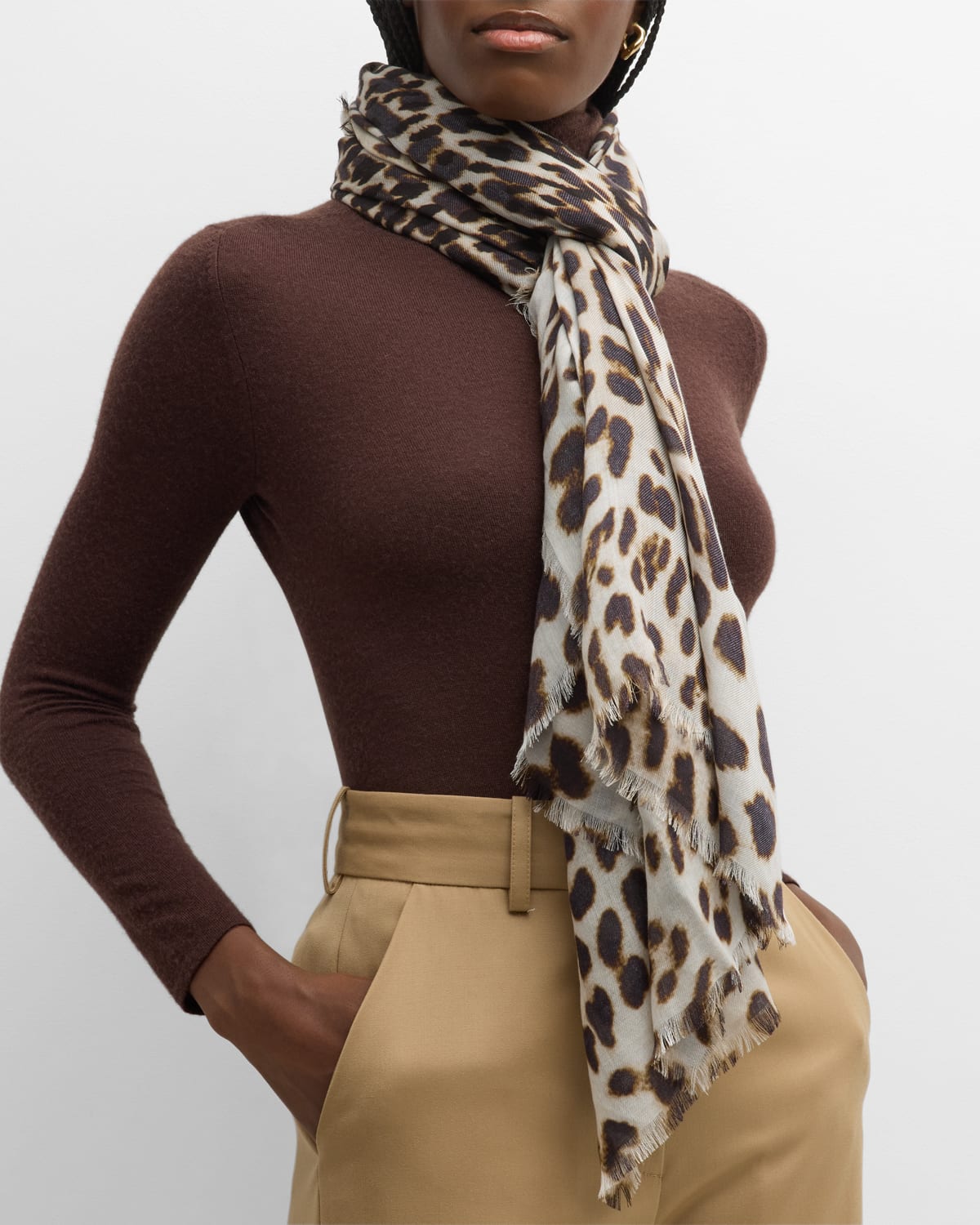 Alonpi Astrid Leopard Cashmere-silk Scarf In Multi