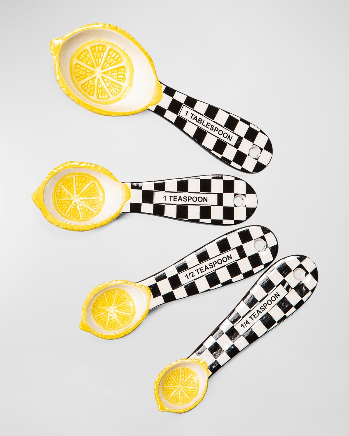 Mackenzie-childs Lemon 4-piece Measuring Spoons Set In Black