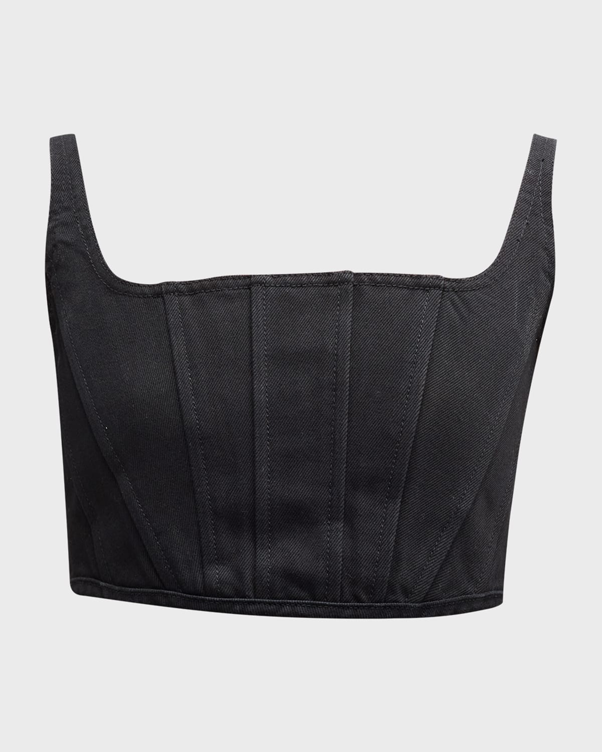 Shop Marc Jacobs Sleeveless Crop Denim Bustier In Black