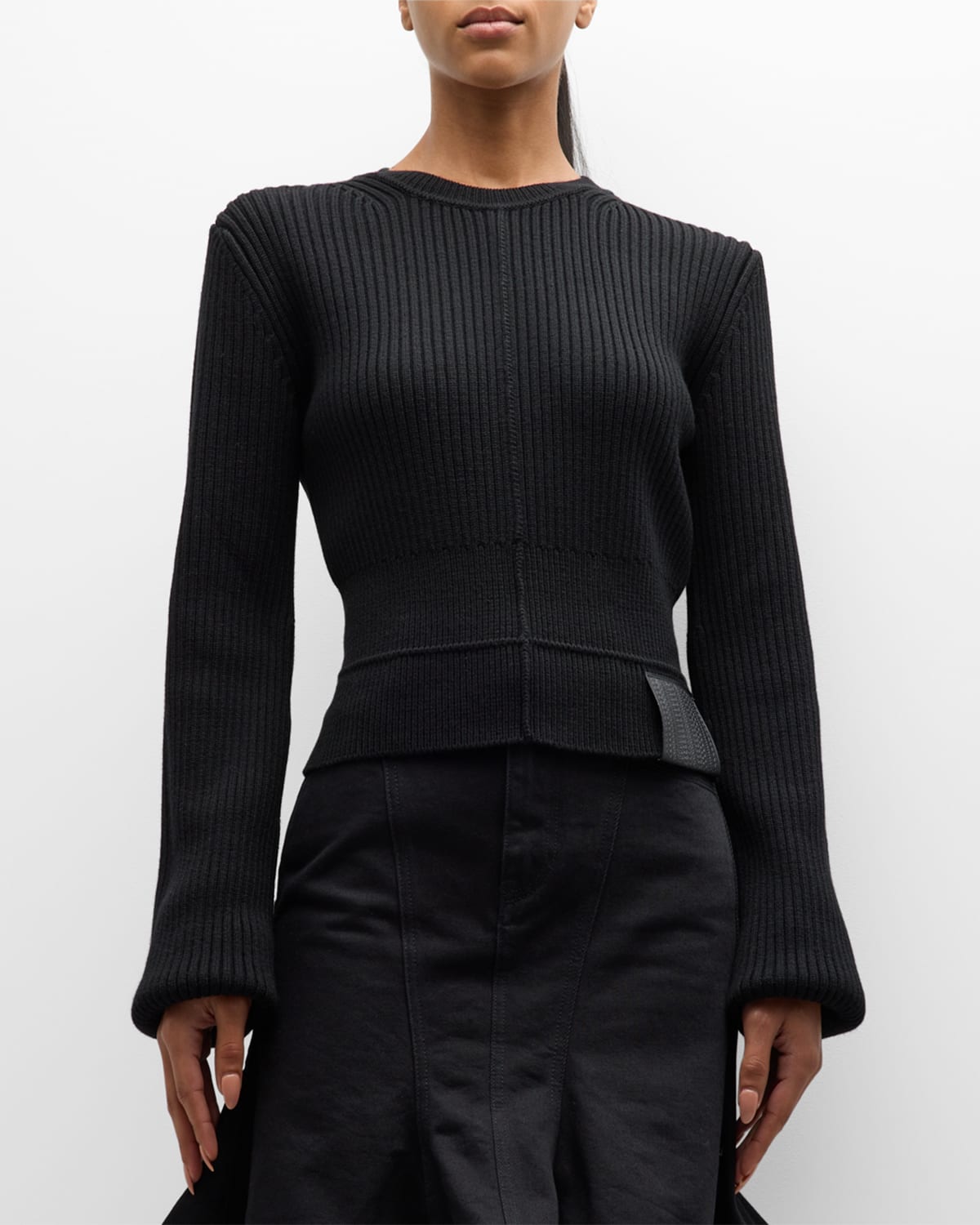 Marc Jacobs Femme Crewneck Rib Sweater In Black