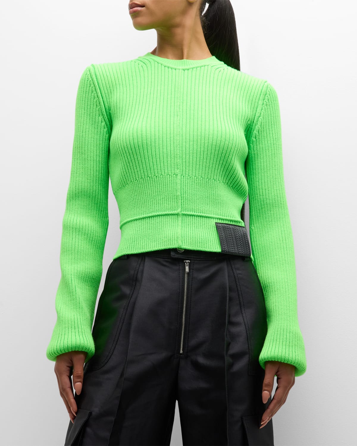 Marc Jacobs Femme Crewneck Rib Sweater In Green