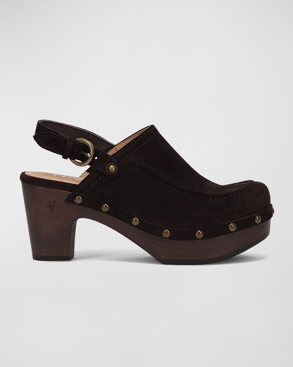 Frye Jessica Suede Slingback Clogs In Chocolate