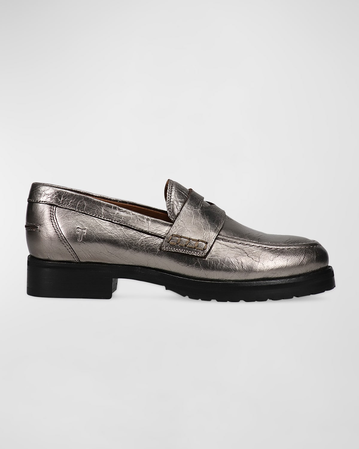 Frye Melissa Leather Lug-sole Penny Loafers In Dark Pewter