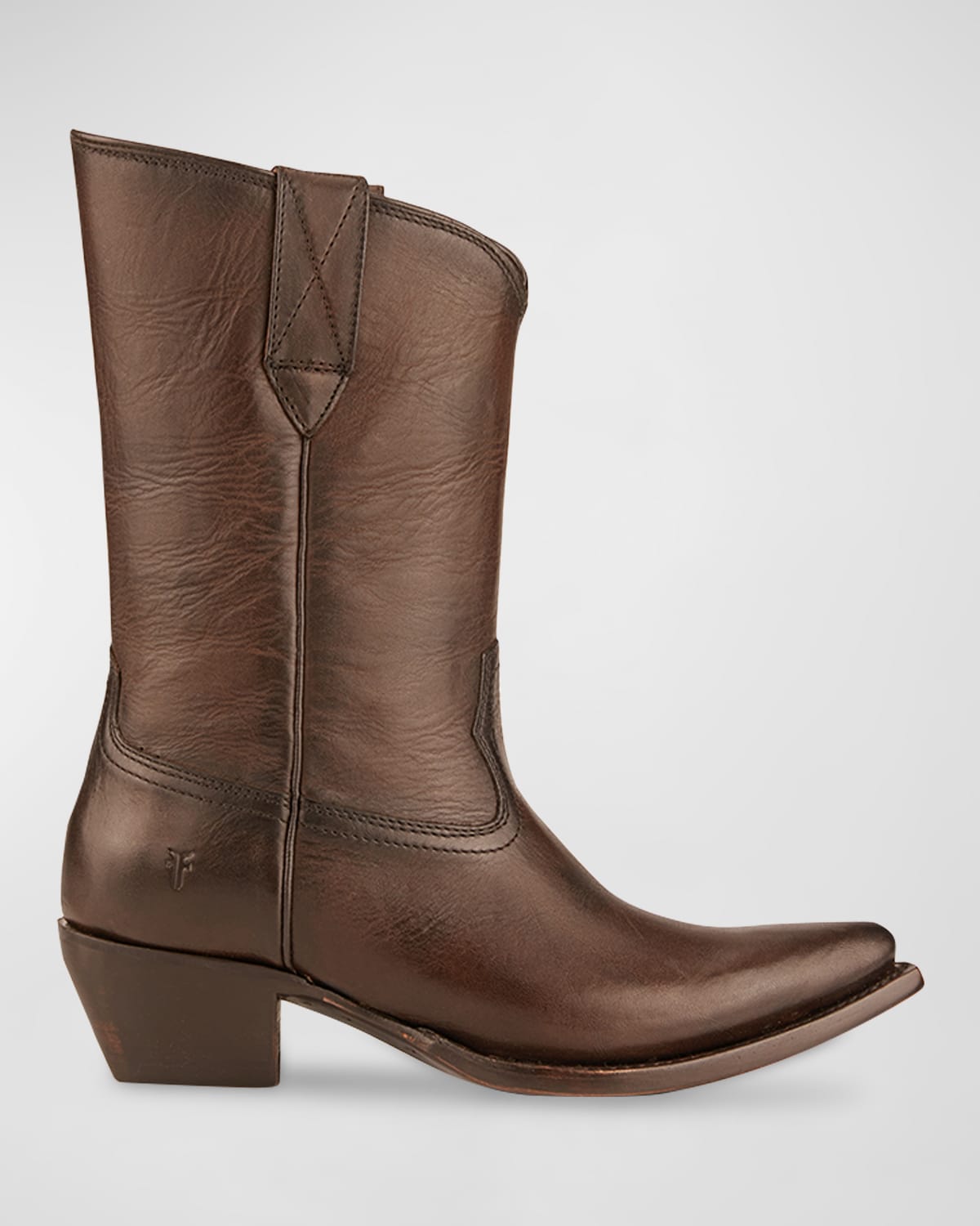 Frye Sacha Mid Leather Cowboy Boots In Chocolate