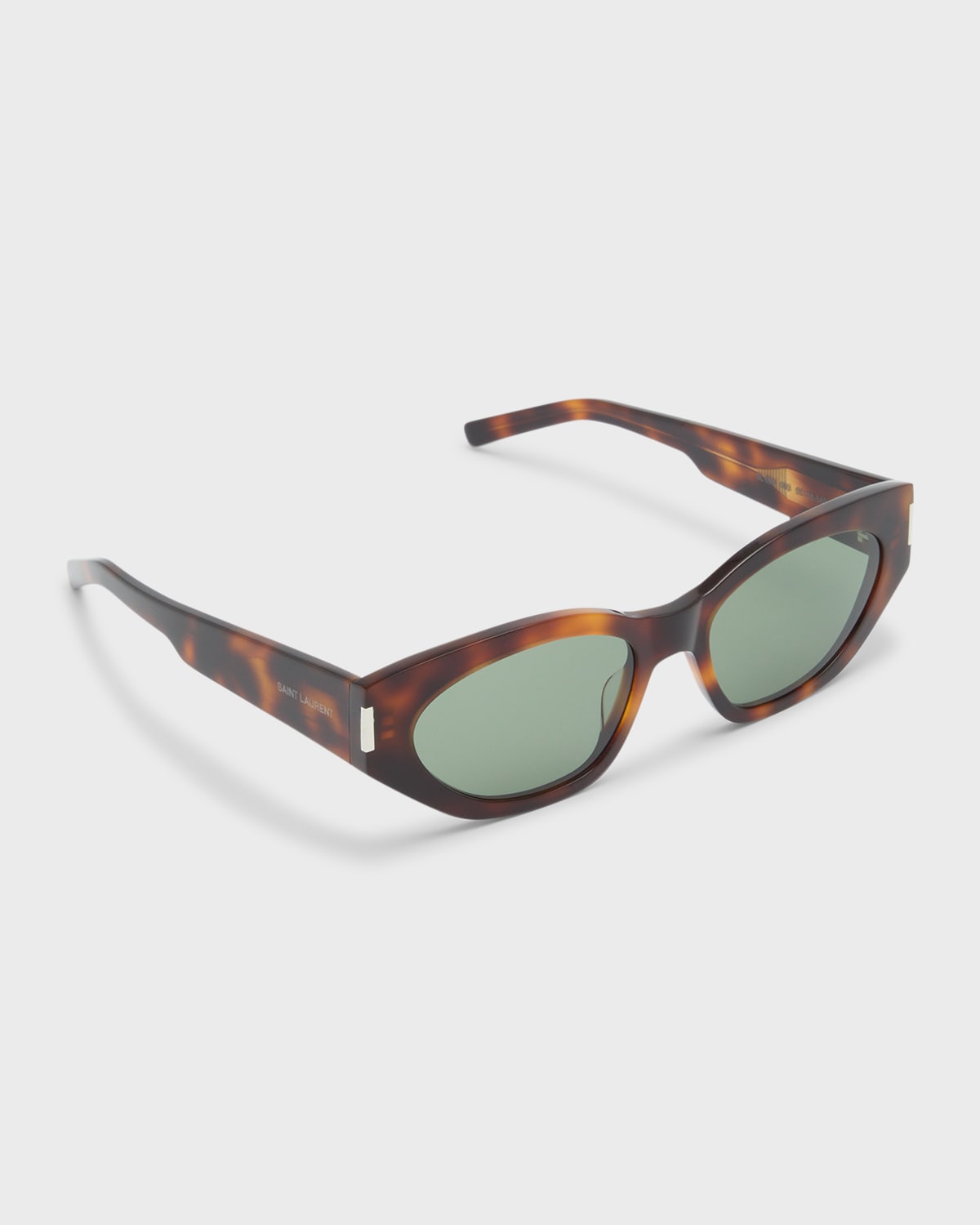 Saint Laurent Monochrome Acetate & Metal Cat-eye Sunglasses In Shiny Medium Hava
