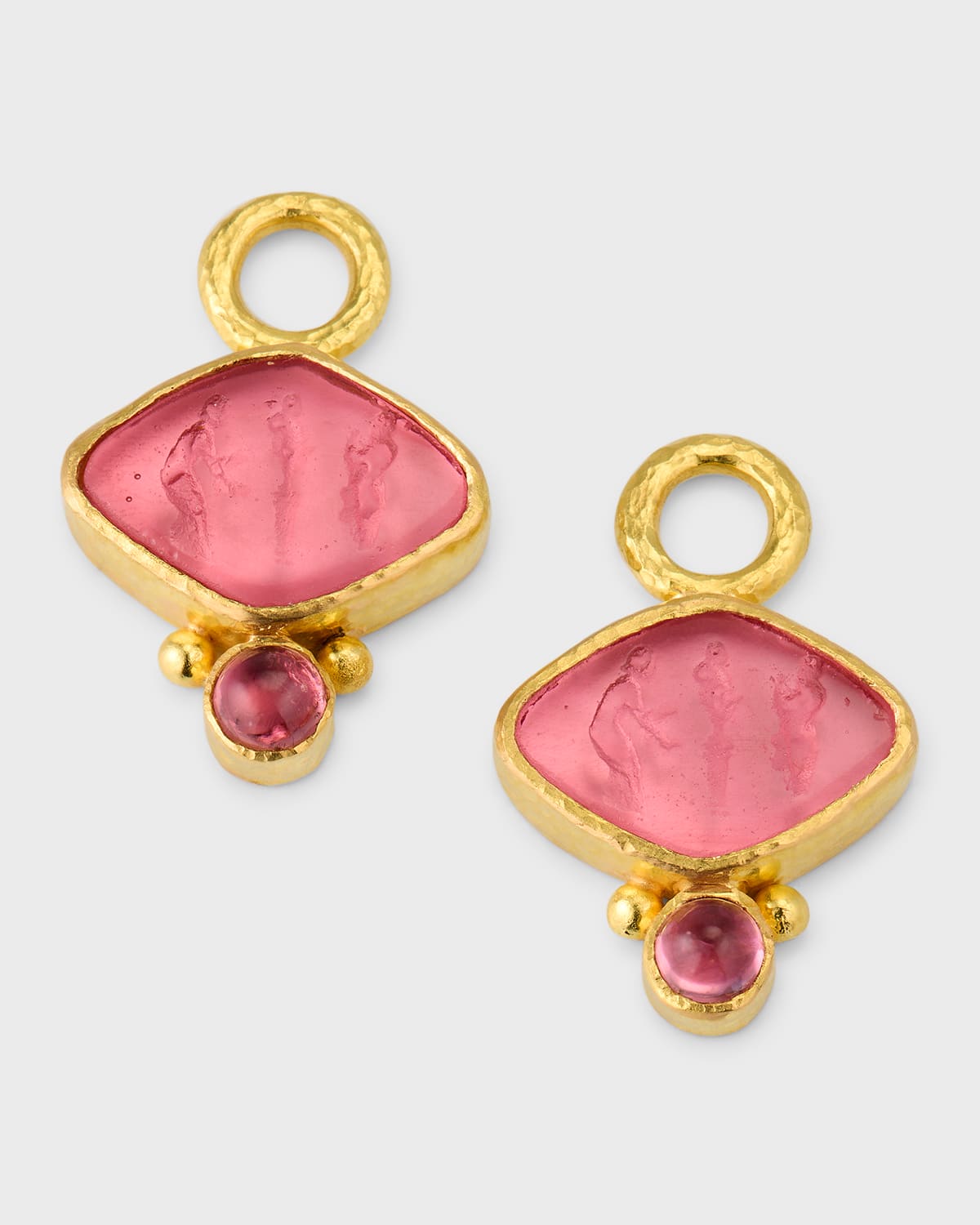 Elizabeth Locke Rombo 19k Yellow Gold Venetian Glass Intaglios Earring Pendants