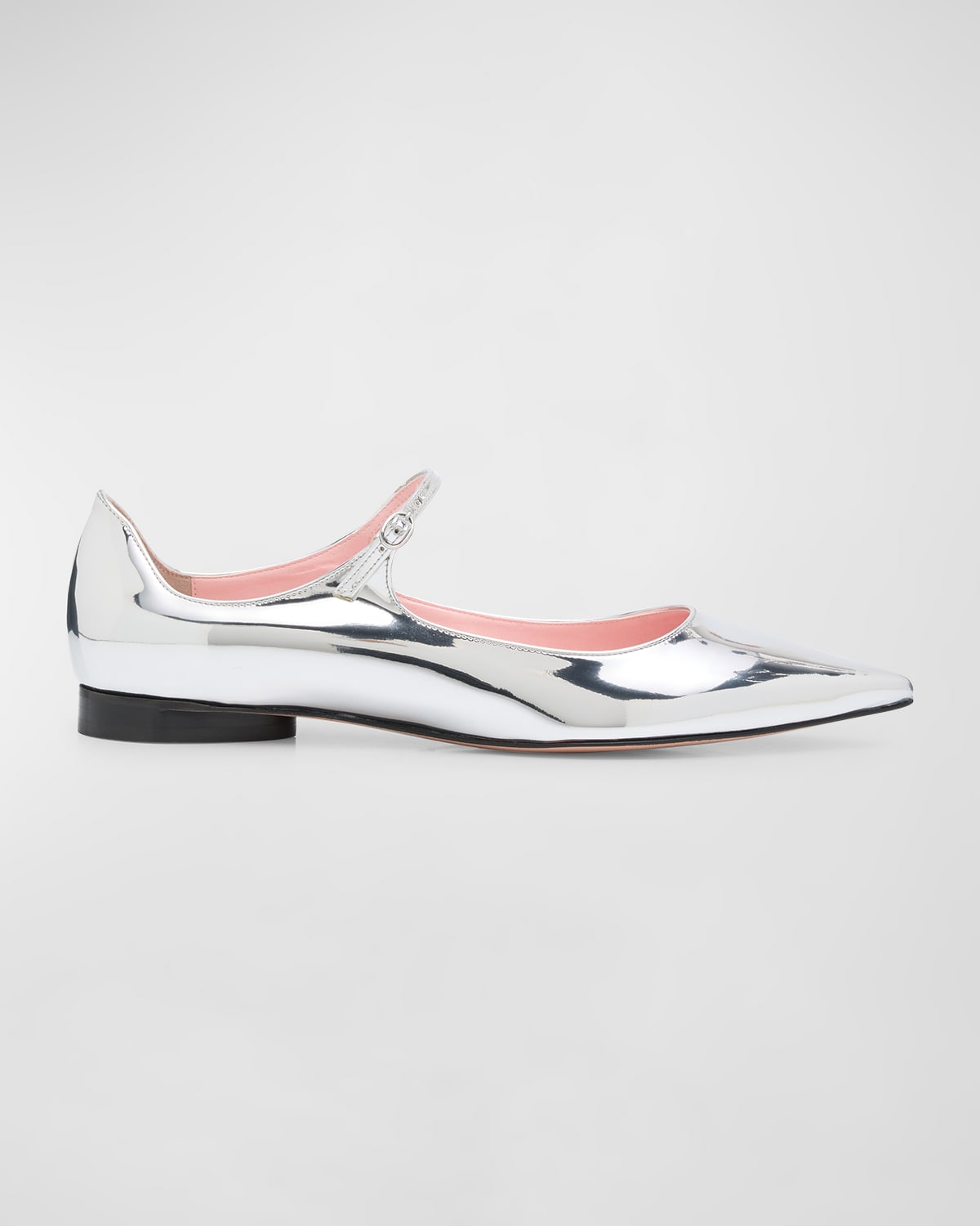 Shop Piferi Eagle Pointed Metallic Ballerina Flats In Silver