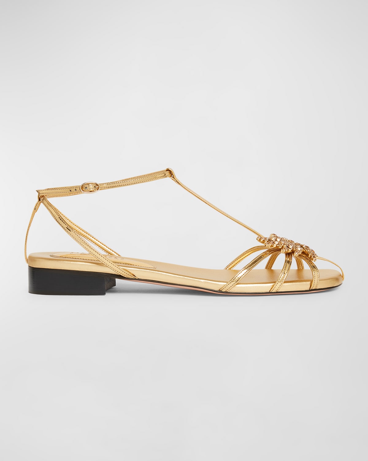 Maggio Metallic Ornament T-Strap Sandals