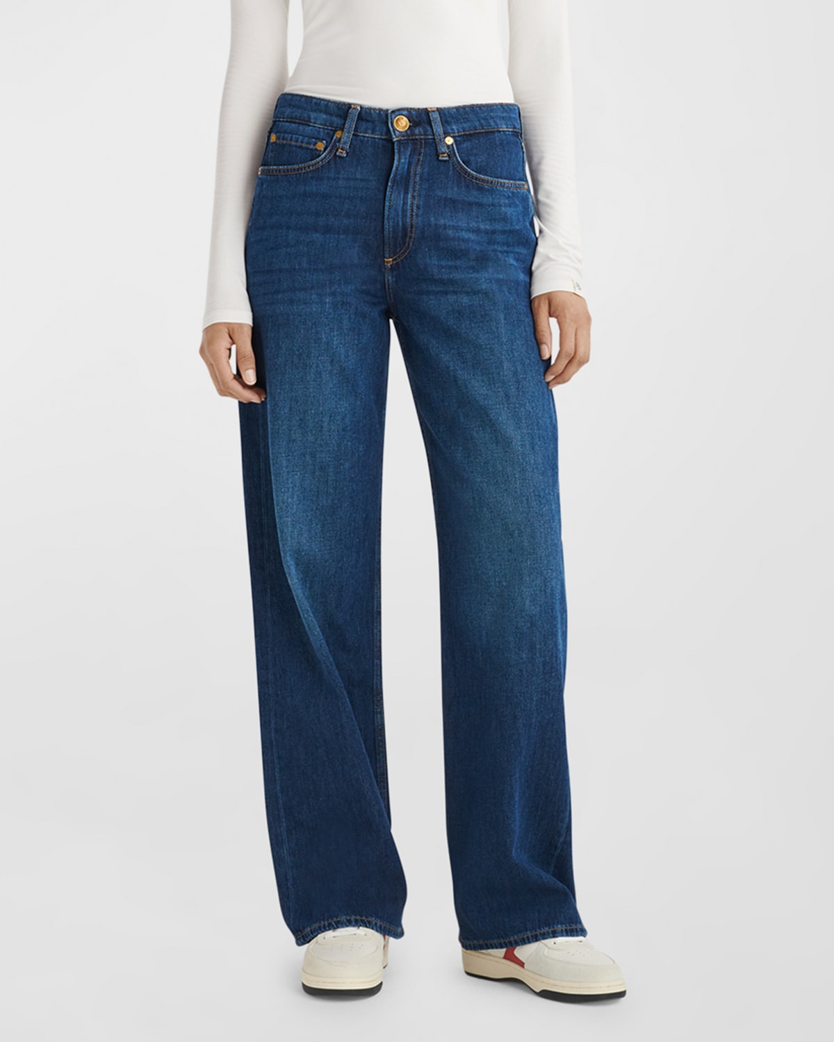 Shop Rag & Bone Logan Mid-rise Wide-leg Jeans In Annalise