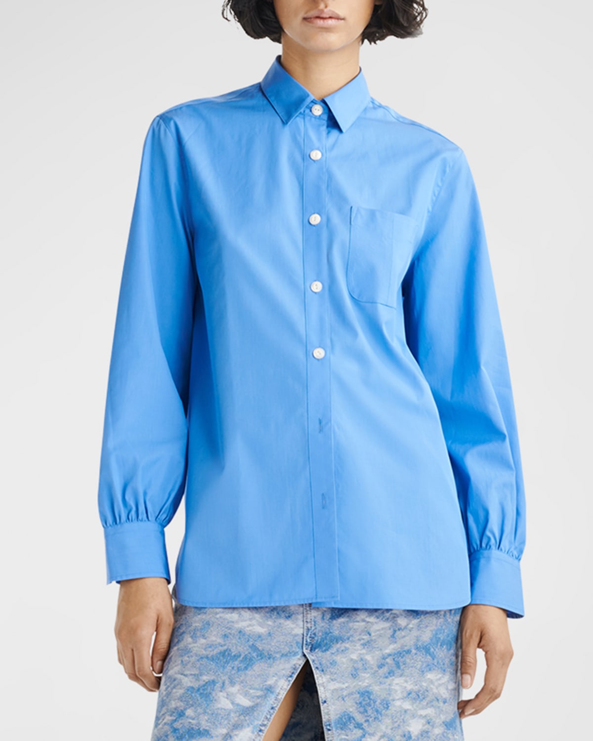 Rag & Bone Maxine Classic Button-front Shirt In Sea Blue