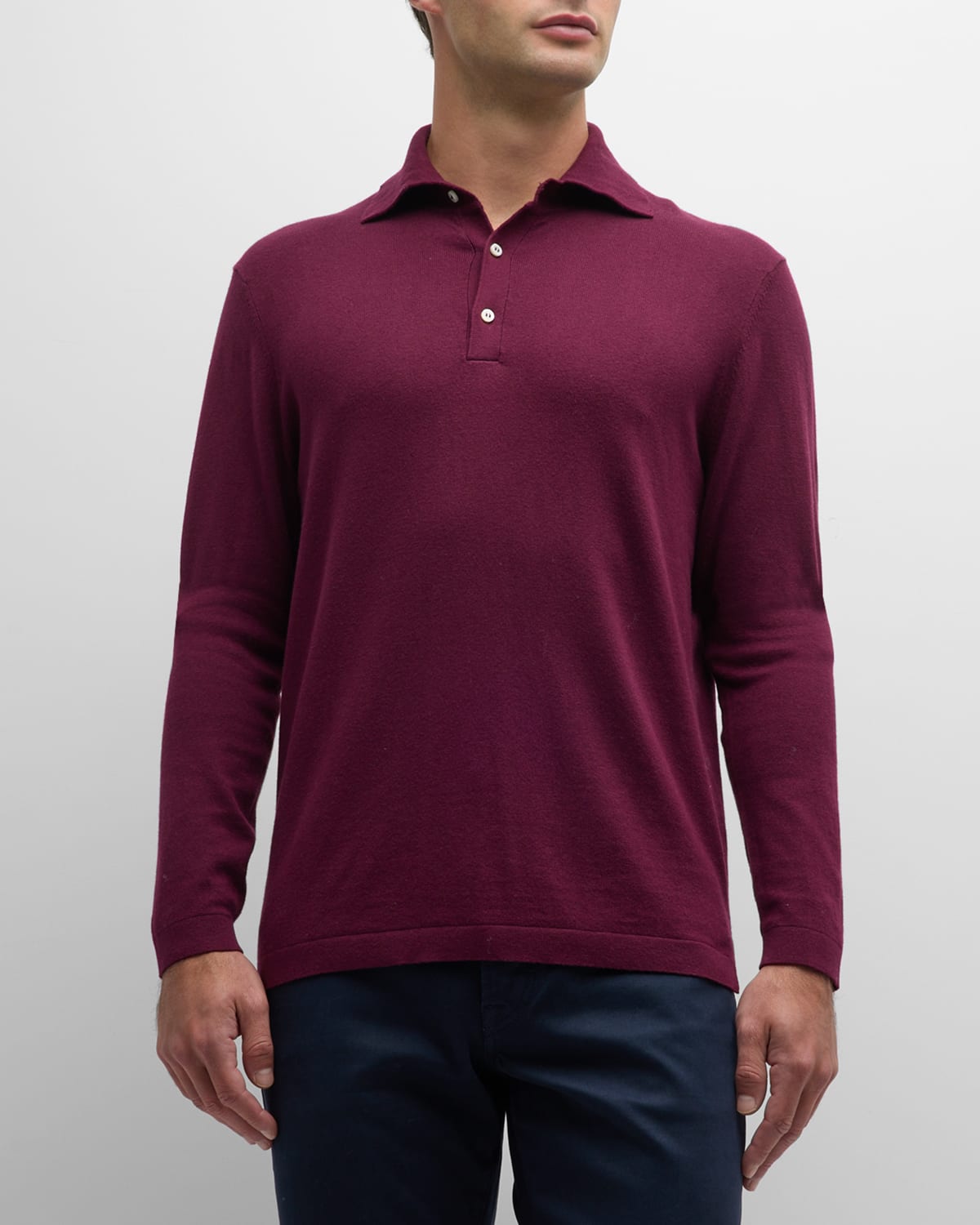 Sid Mashburn Men's Rally Cotton-cashmere Polo Jumper In Plum