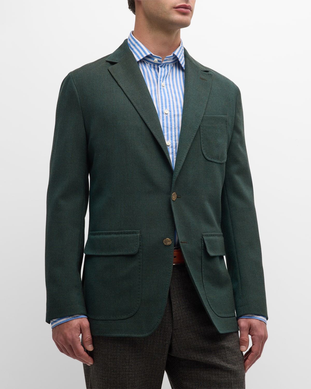 Sid Mashburn Men's Wool Hopsack Ghost Blazer In Forest