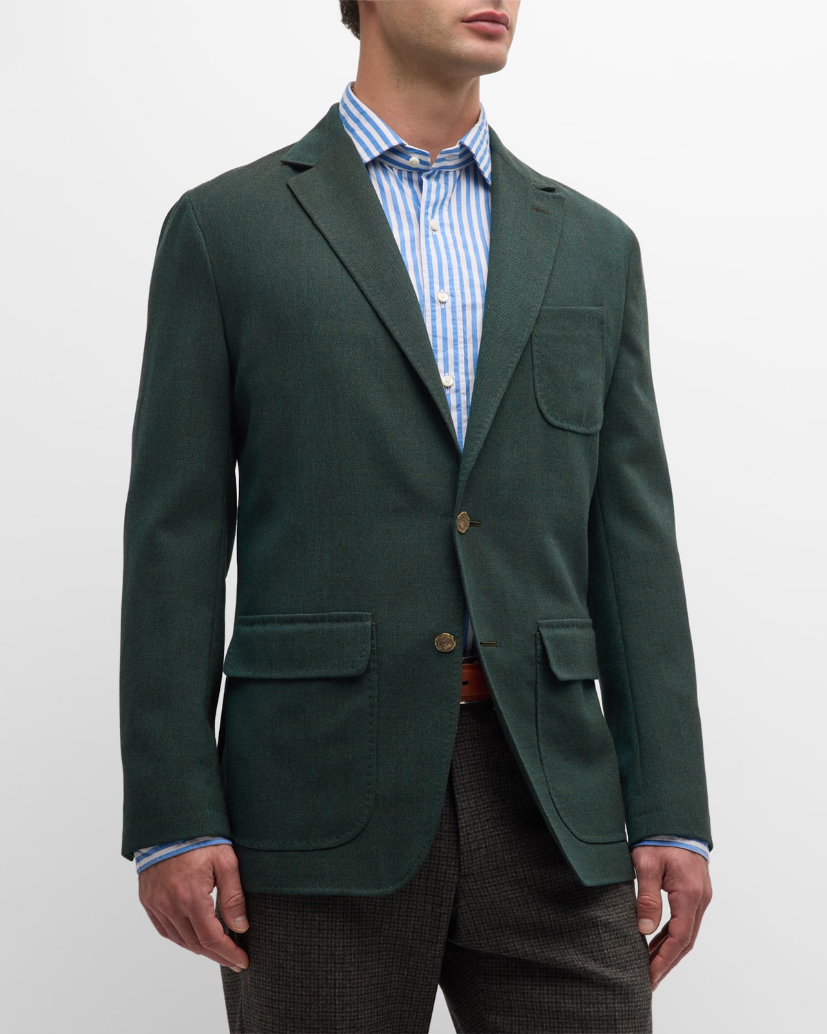 Sid Mashburn Men's Wool Hopsack Ghost Blazer In Green