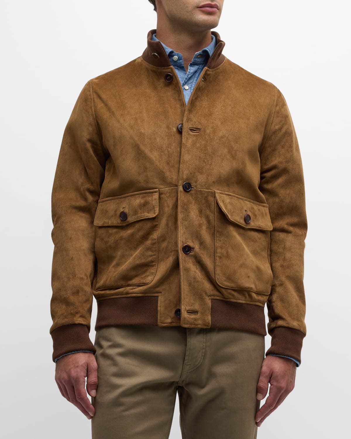 Sid Mashburn Men's Button-front Suede Bomber Jacket In Unknown