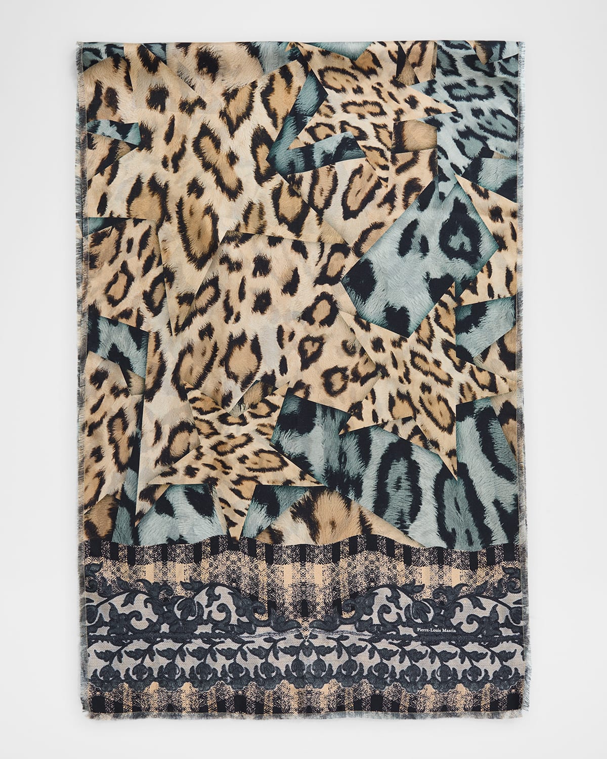 PIERRE-LOUIS MASCIA FANCY MULTI-PATTERNED SILK TWILL SCARF 