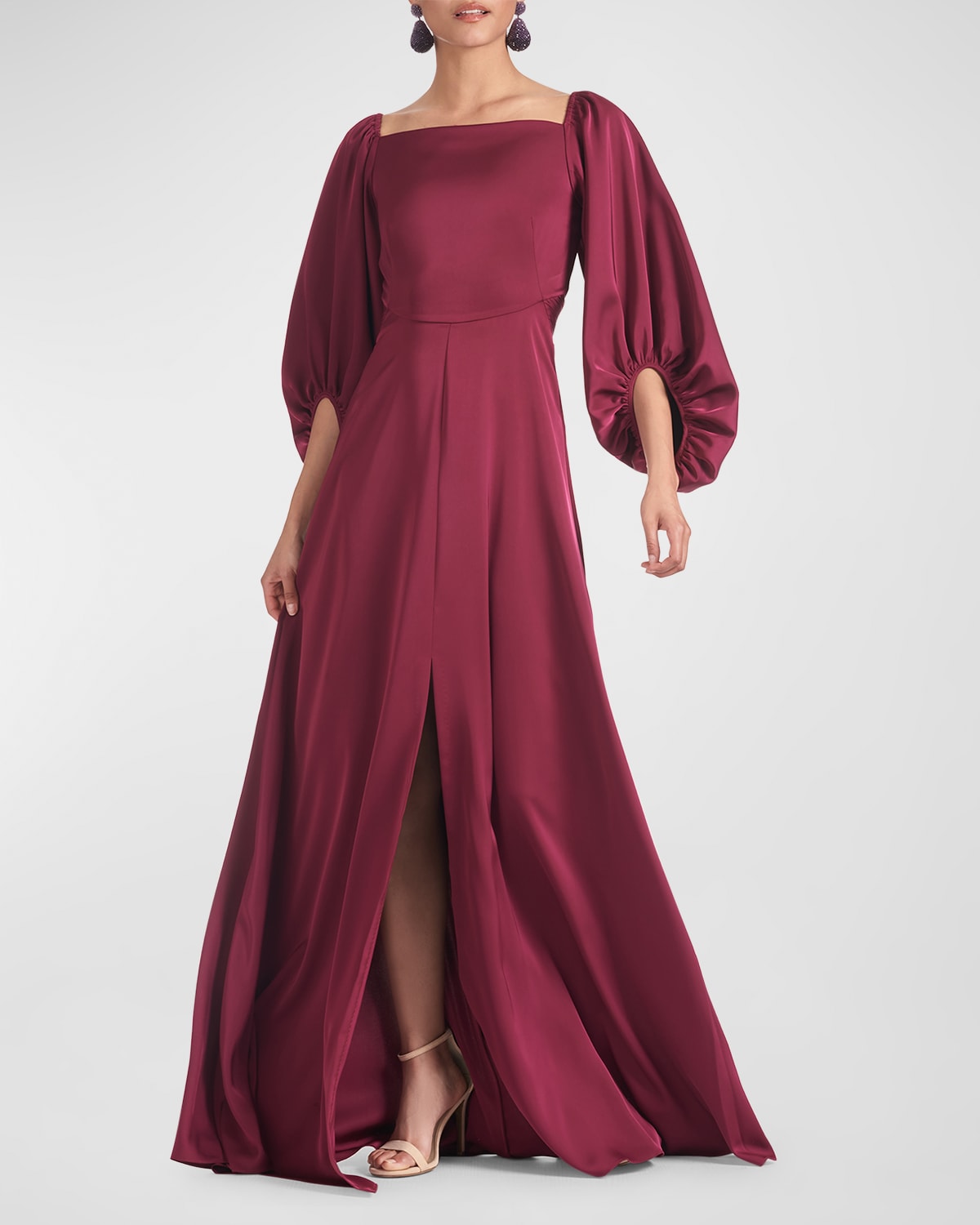 SACHIN & BABI BRYANT BALLOON-SLEEVE SQUARE-NECK GOWN