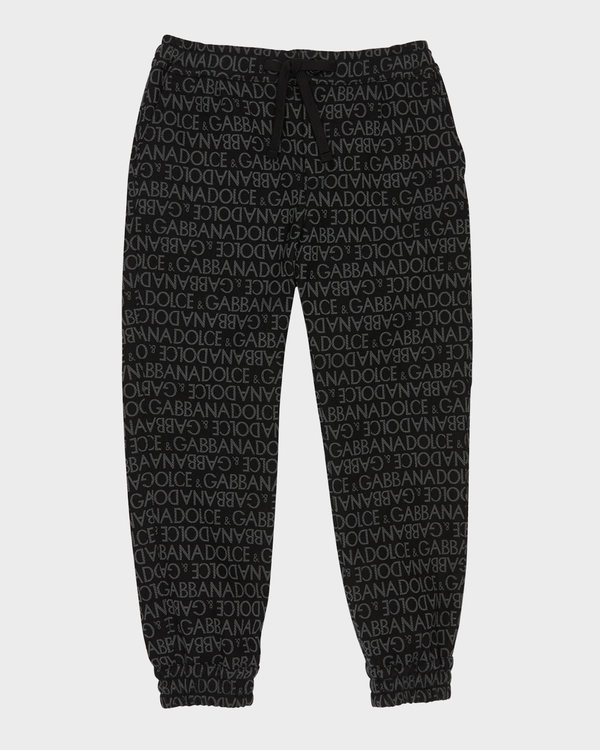 Dolce & Gabbana Boy's Repeated Logo-print Joggers In Black