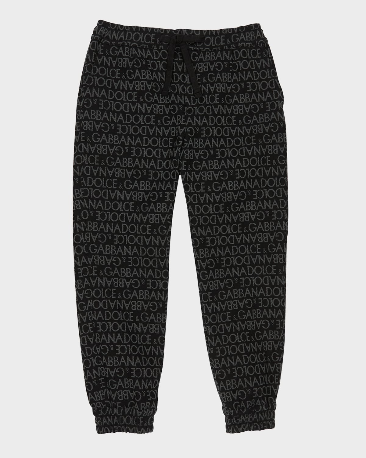 Shop Dolce & Gabbana Boy's Repeated Logo-print Joggers In Black