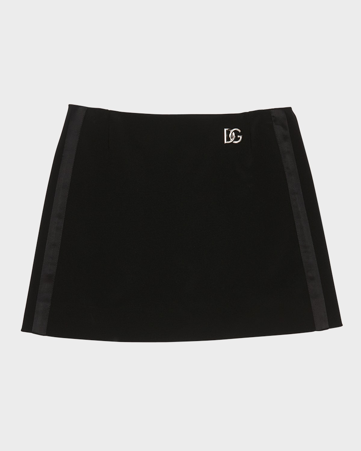 Dolce & Gabbana Kids' Girl's Logo Emblem Mini Skirt In Black