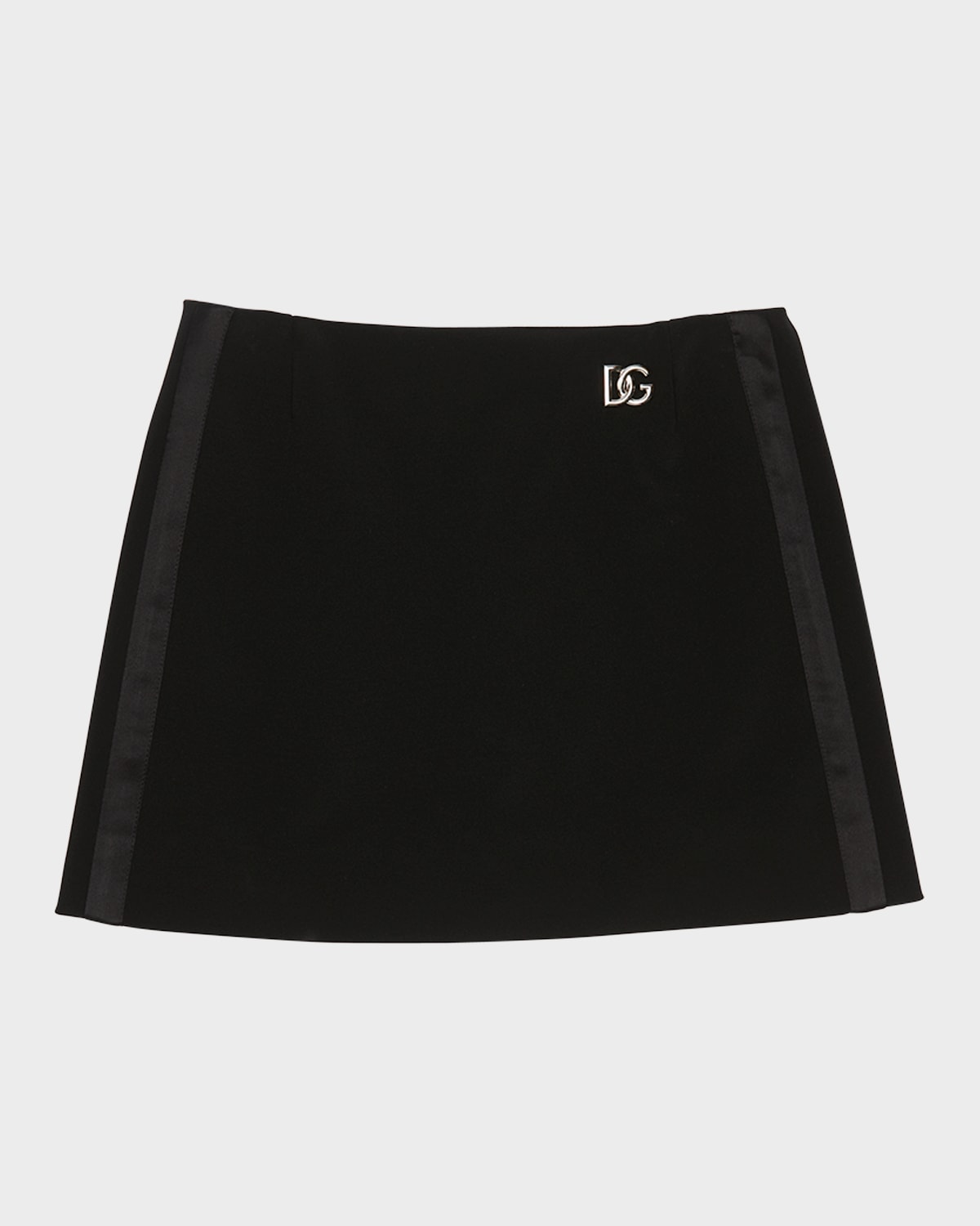 Shop Dolce & Gabbana Girl's Logo Emblem Mini Skirt In Black