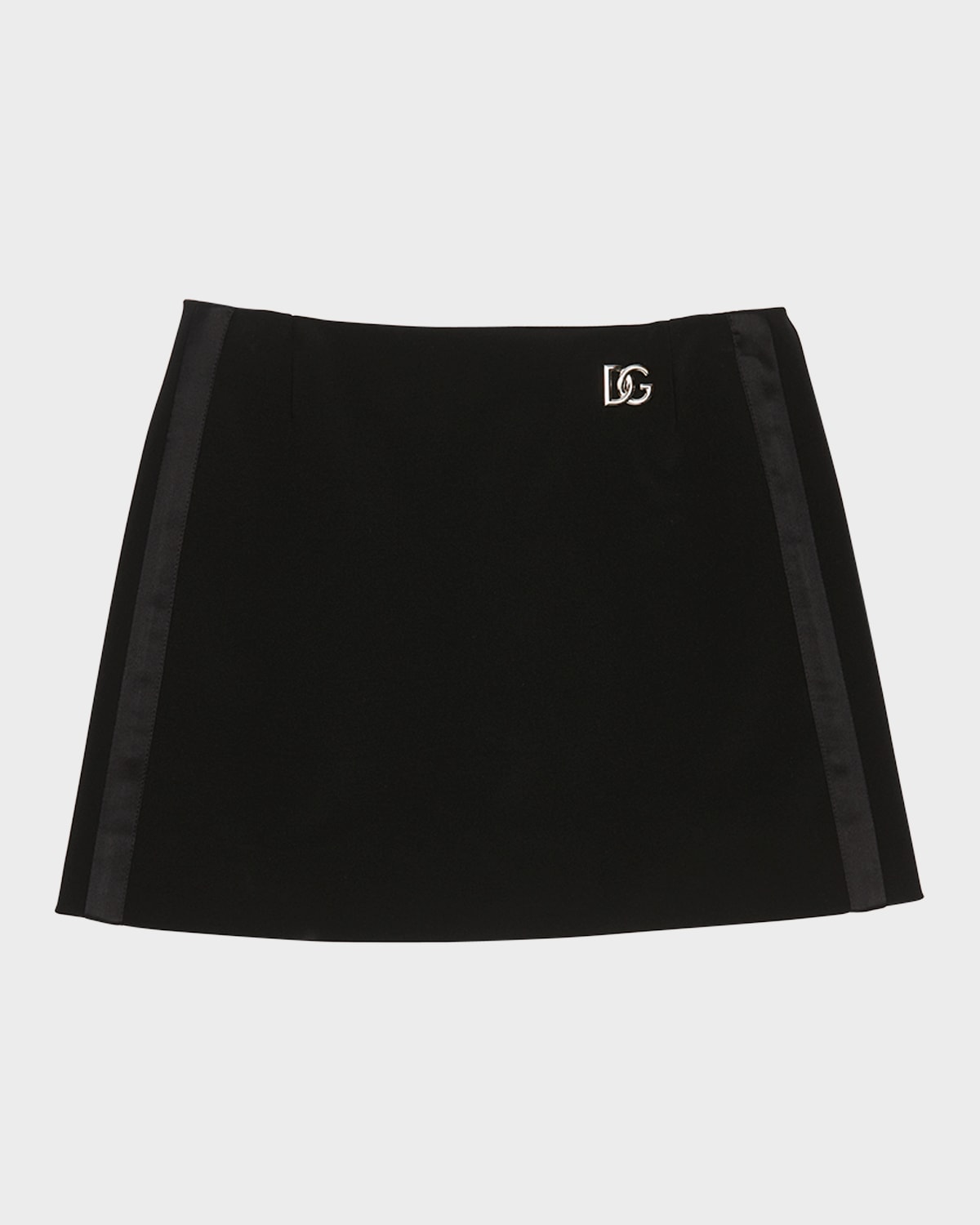 Dolce & Gabbana Girl's Logo Emblem Mini Skirt In Black