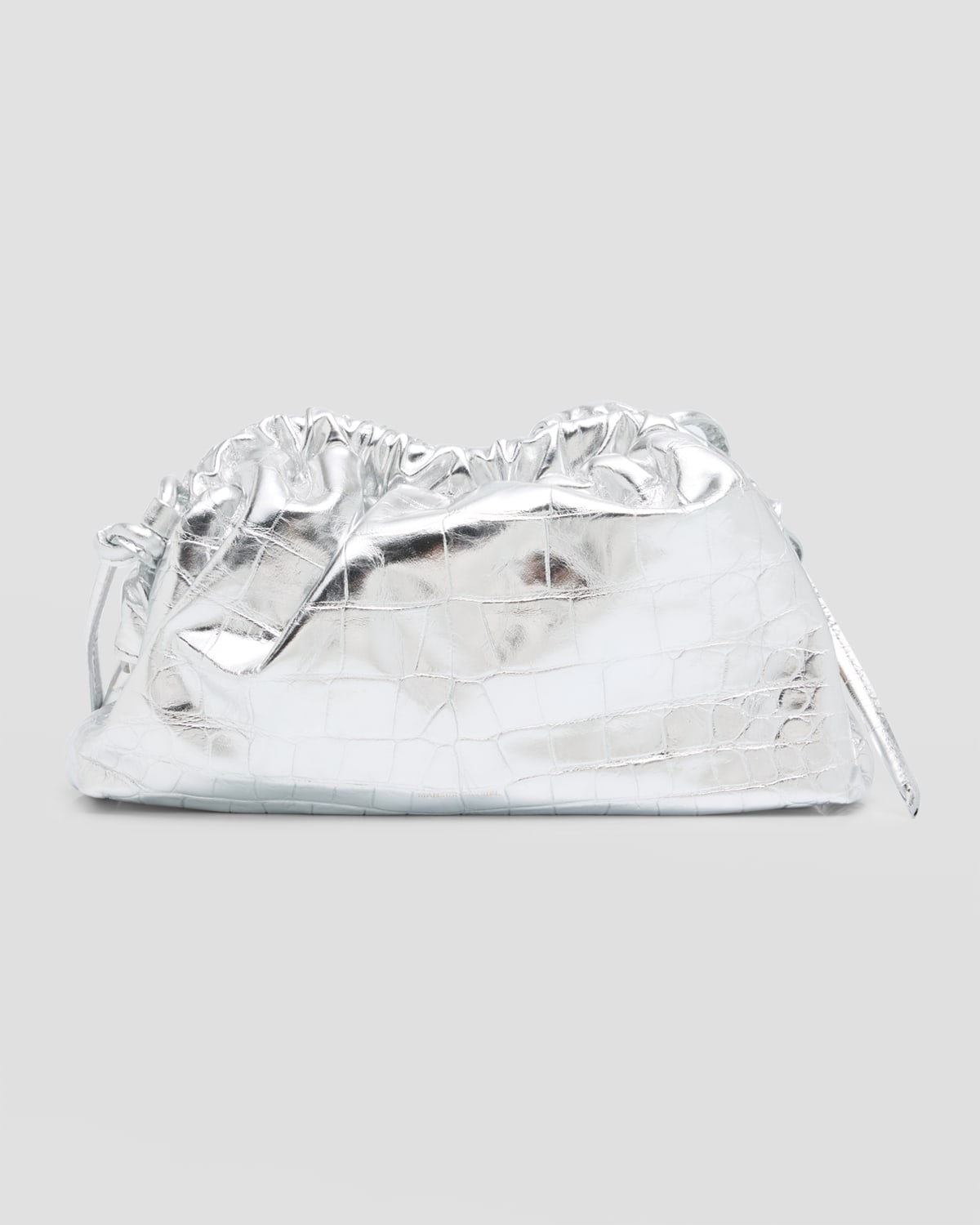 MANSUR GAVRIEL CLOUD MINI METALLIC CROC-EMBOSSED CLUTCH BAG