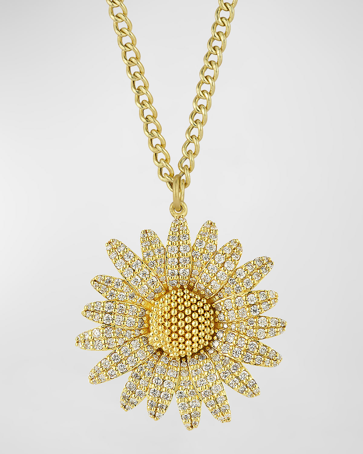Tanya Farah 18k Yellow Gold Diamond Daisy Pendant
