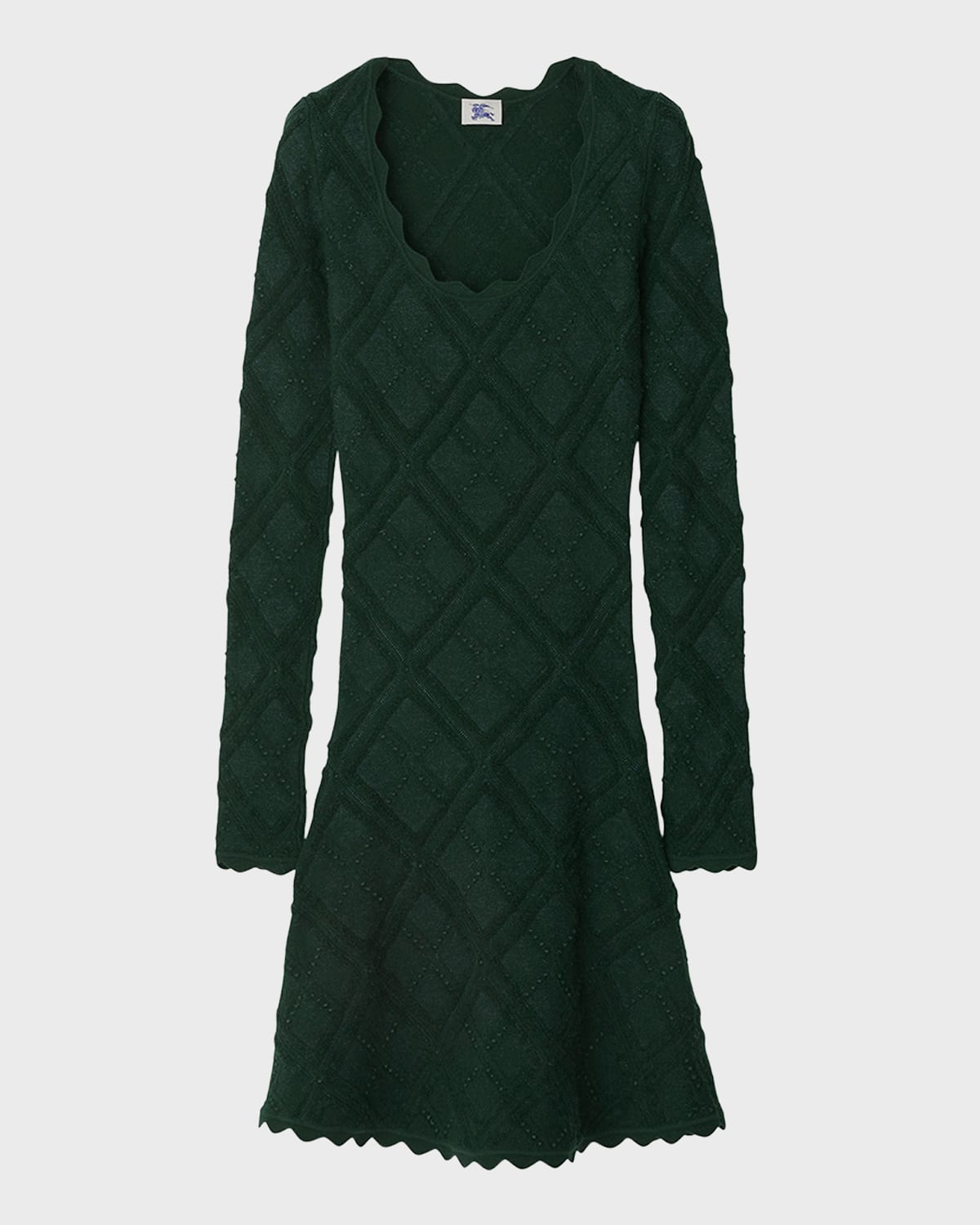 Shop Burberry Wool Knit Midi Dress In Vine