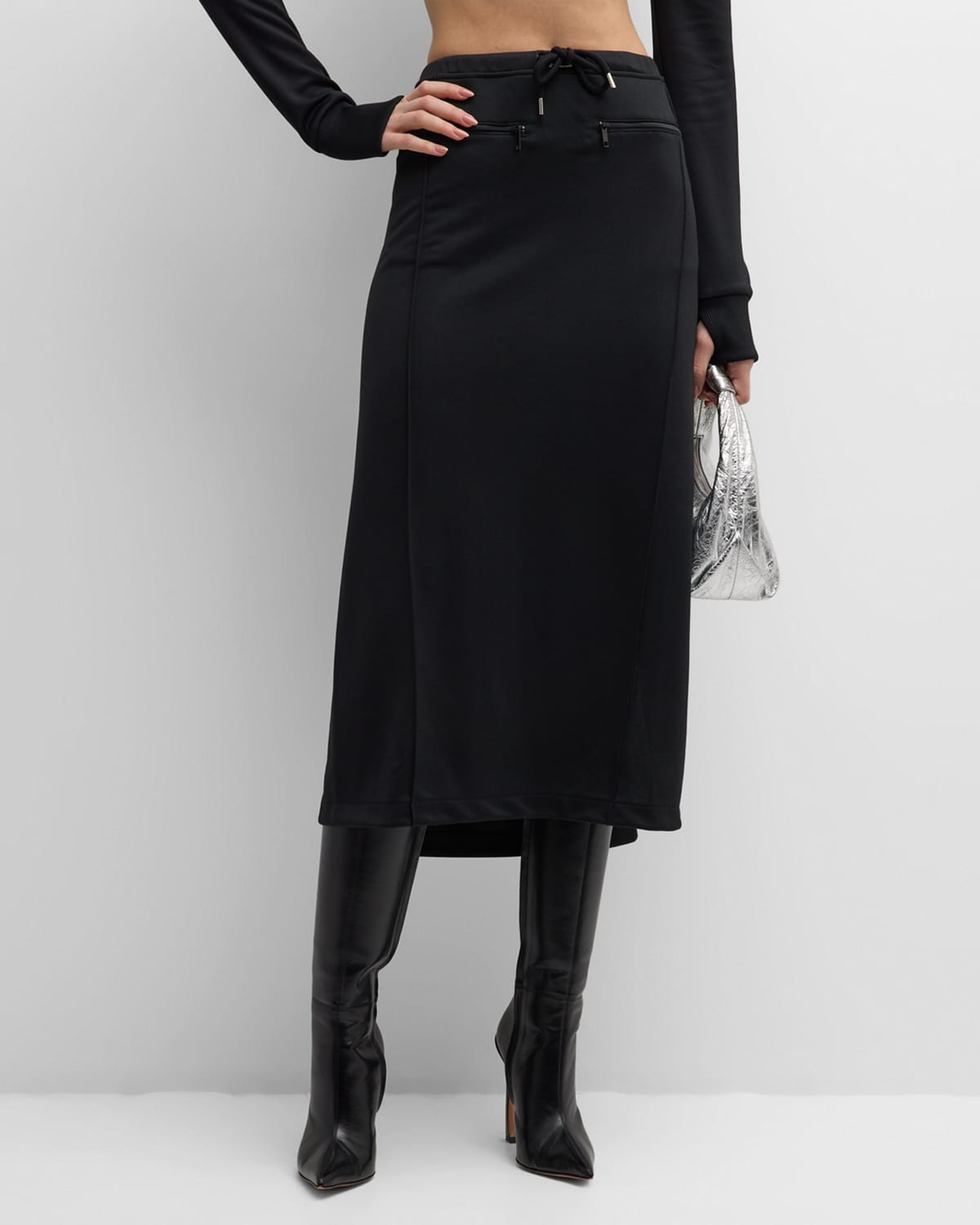 Shop Courrèges Drawstring Tracksuit Maxi Skirt In Black