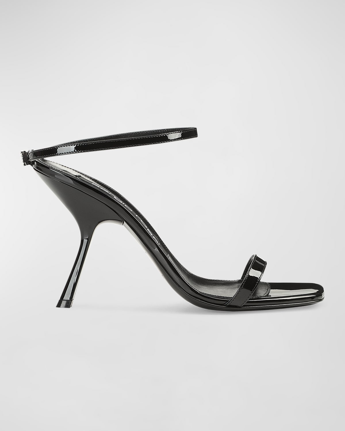 Sergio Rossi Vernice Ankle-strap Patent Leather Sandals In Black