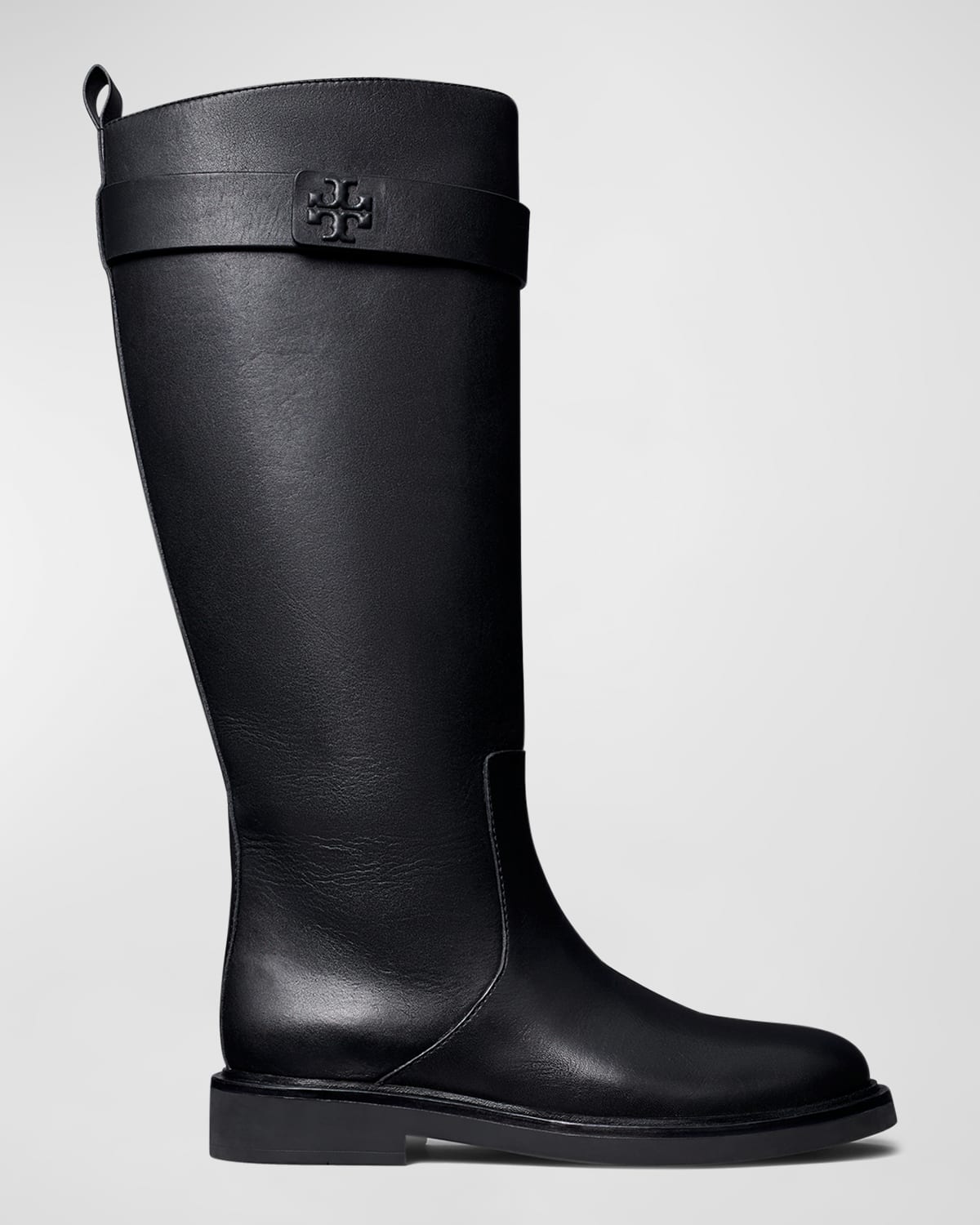 TORY BURCH DOUBLE T LEATHER TALL UTILITY BOOTS