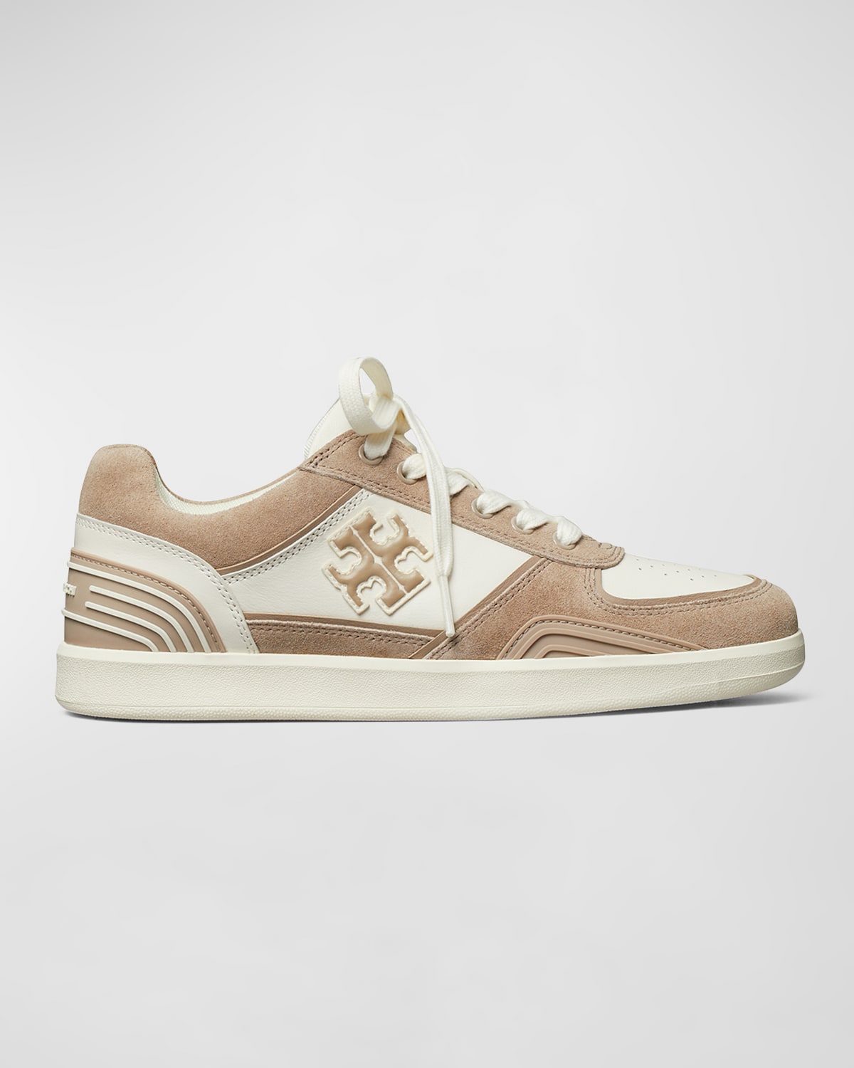 TORY BURCH CLOVER MIXED LEATHER LOW-TOP SNEAKERS