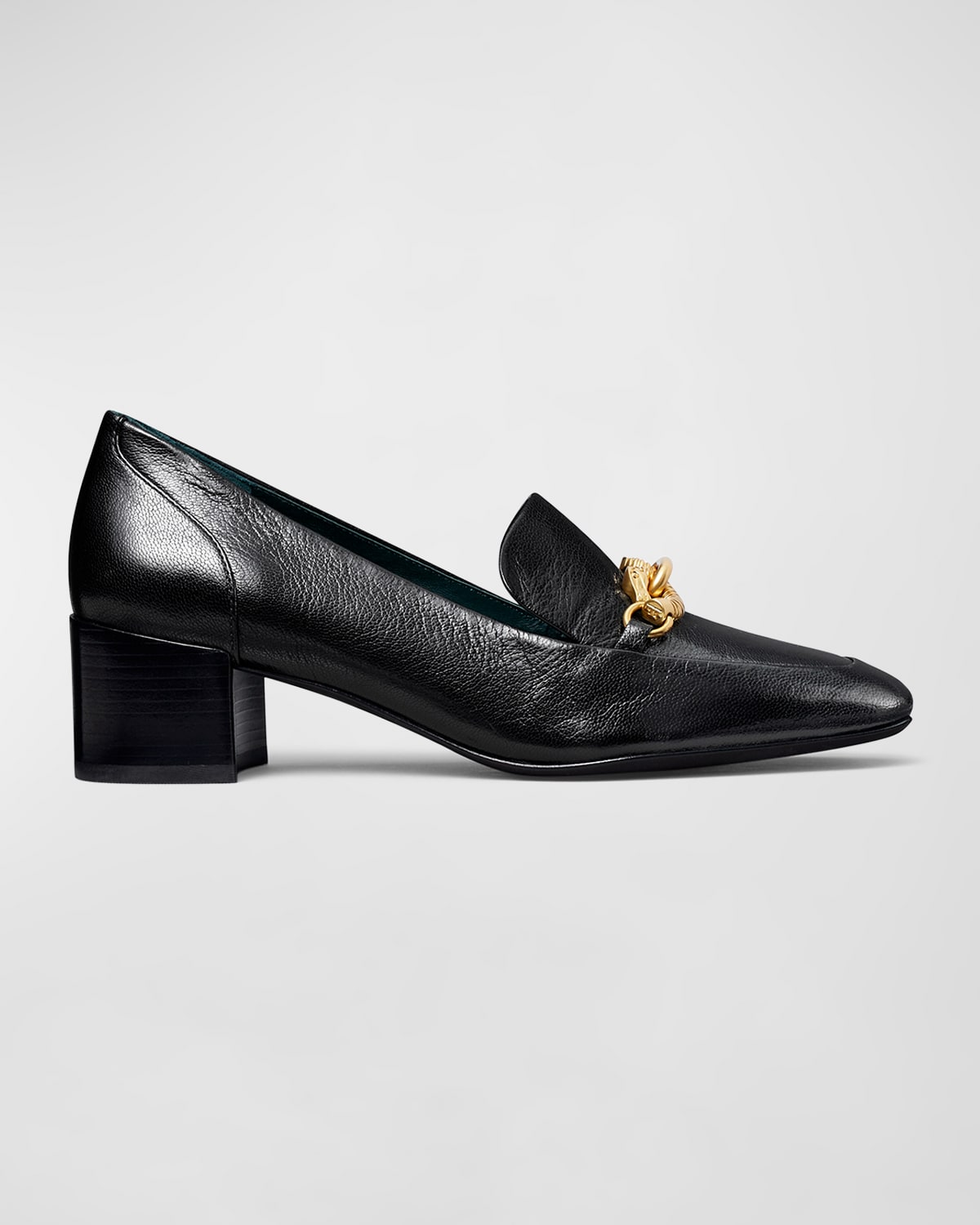 TORY BURCH JESSA LEATHER HORSE BIT HEELED LOAFERS