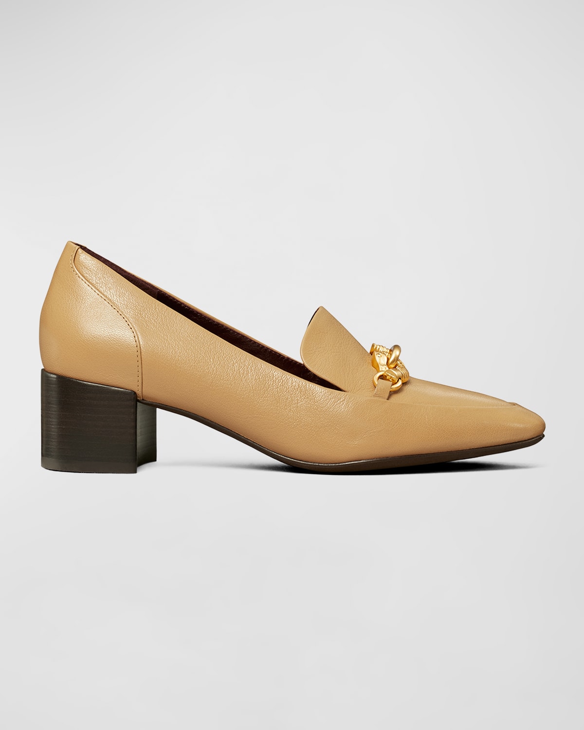 Shop Tory Burch Jessa Leather Horse Bit Heeled Loafers In Ginger Shortbread