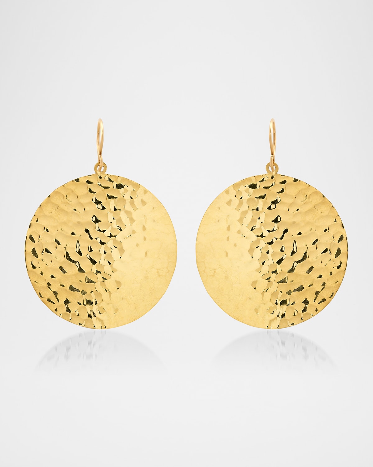 18K Yellow Gold Large Hammered Disc Earrings