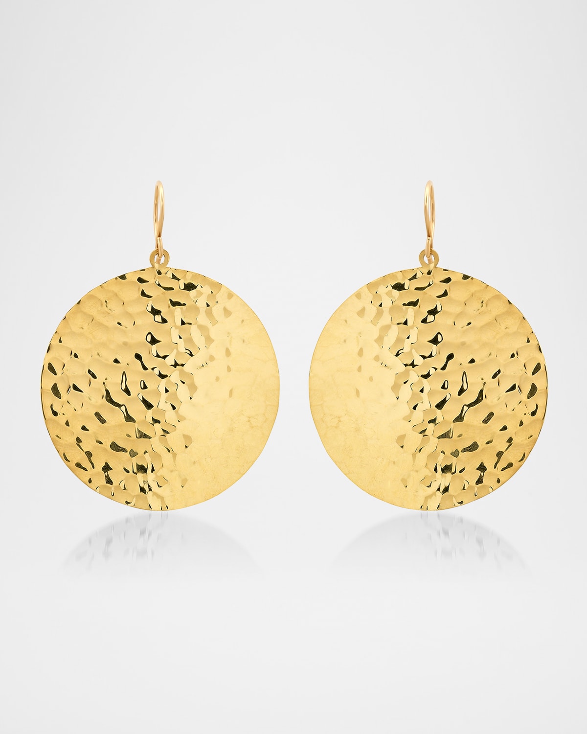 18K Yellow Gold Large Hammered Disc Earrings